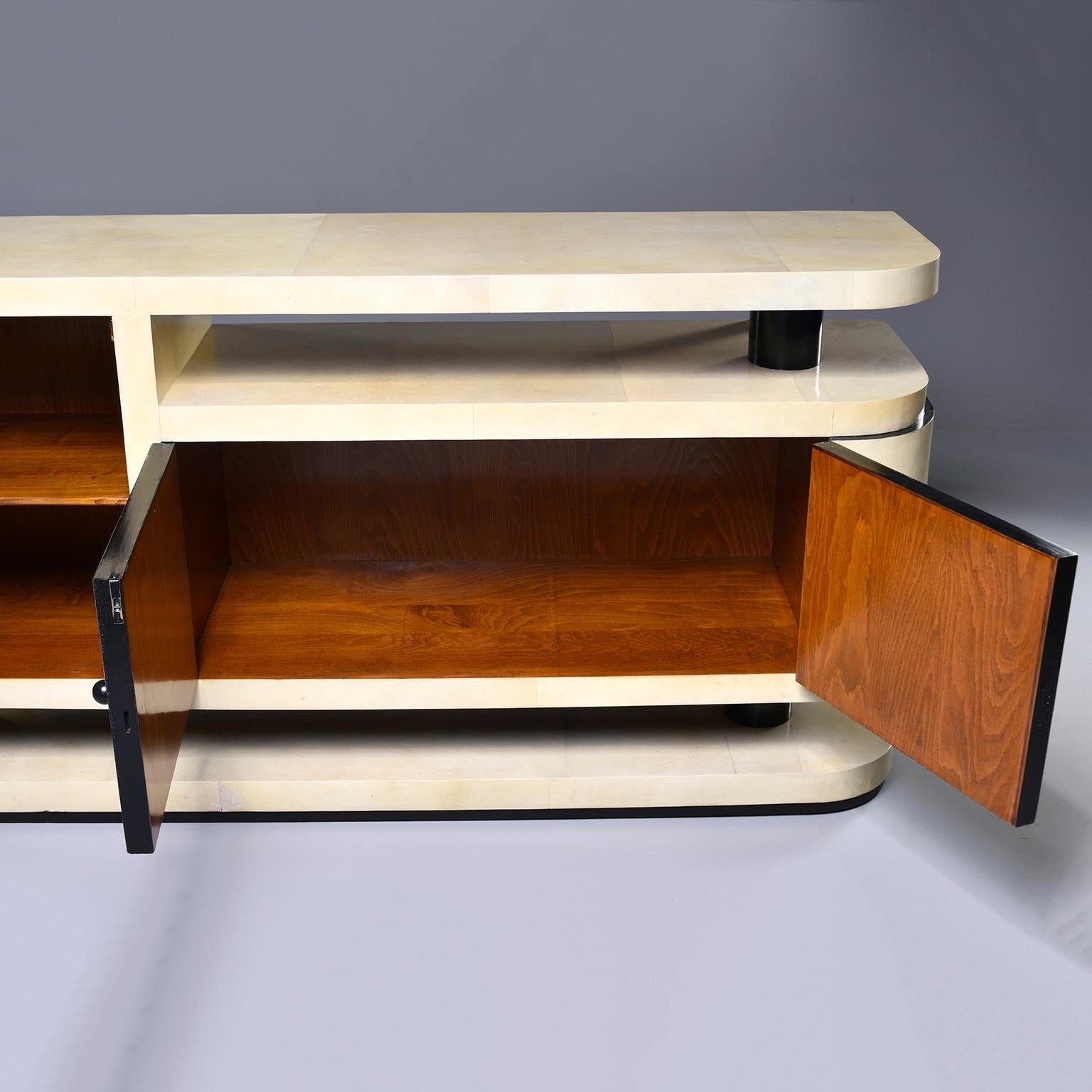 Midcentury Italian Vellum Covered Sideboard or Cabinet 10