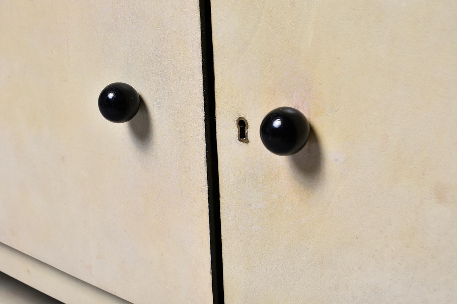 Midcentury Italian Vellum Covered Sideboard or Cabinet 11