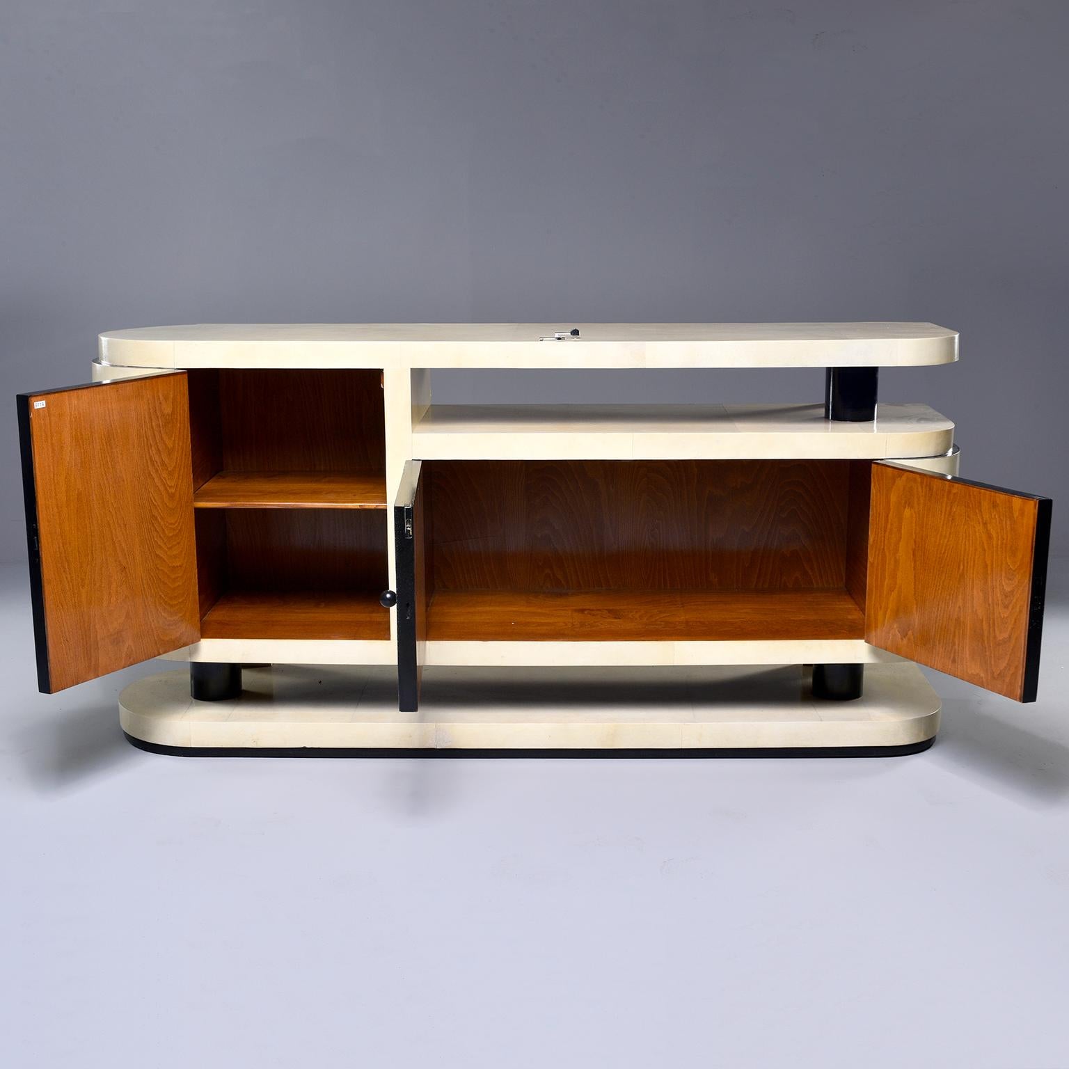 Midcentury Italian Vellum Covered Sideboard or Cabinet 3