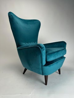 Mid-century Italian velvet armchair by ISA, Bergamo, 1950s