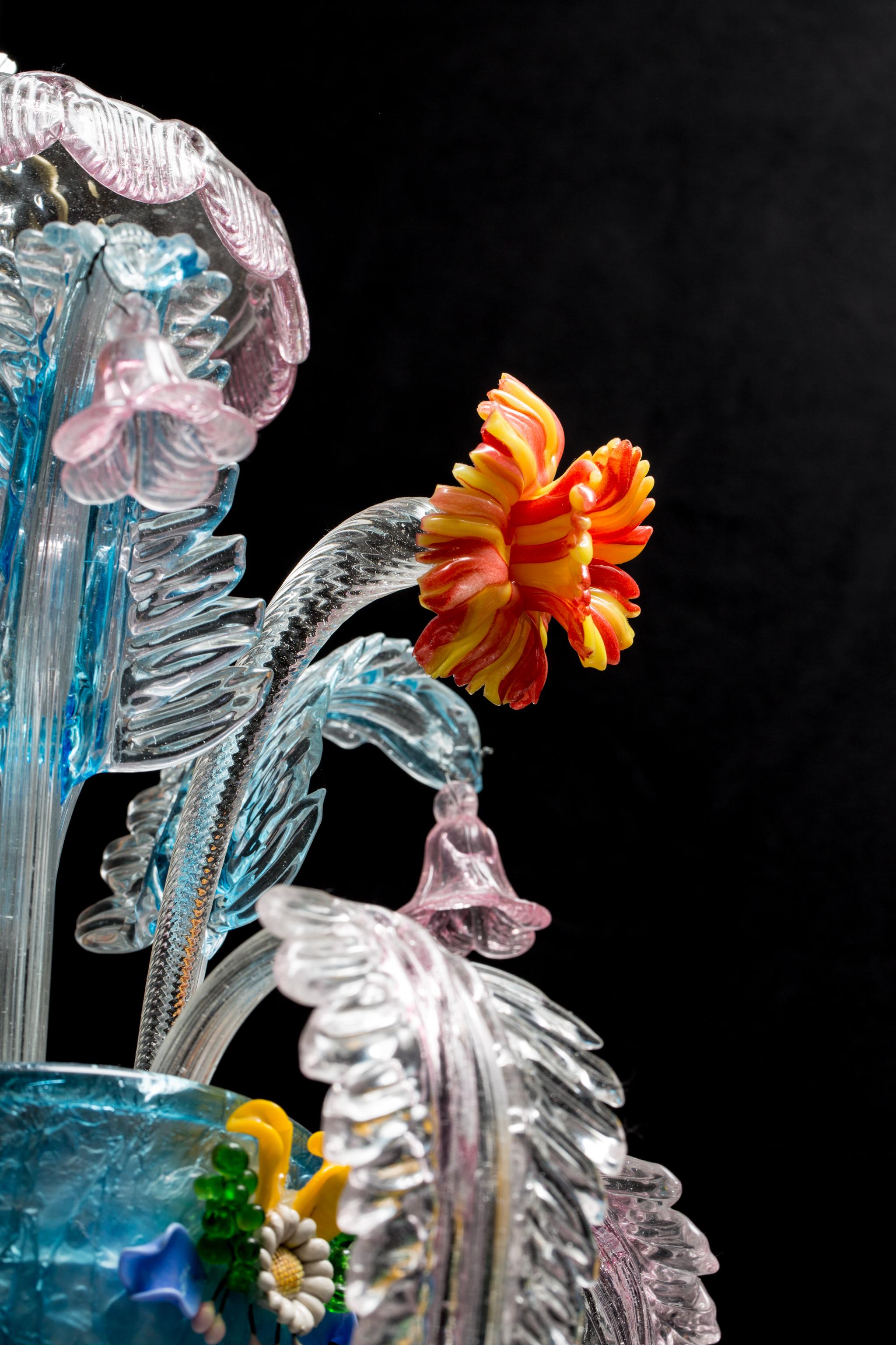 Mid-Century Italian Venetian Murano Glass Chandelier by Galliano Ferro For Sale 4