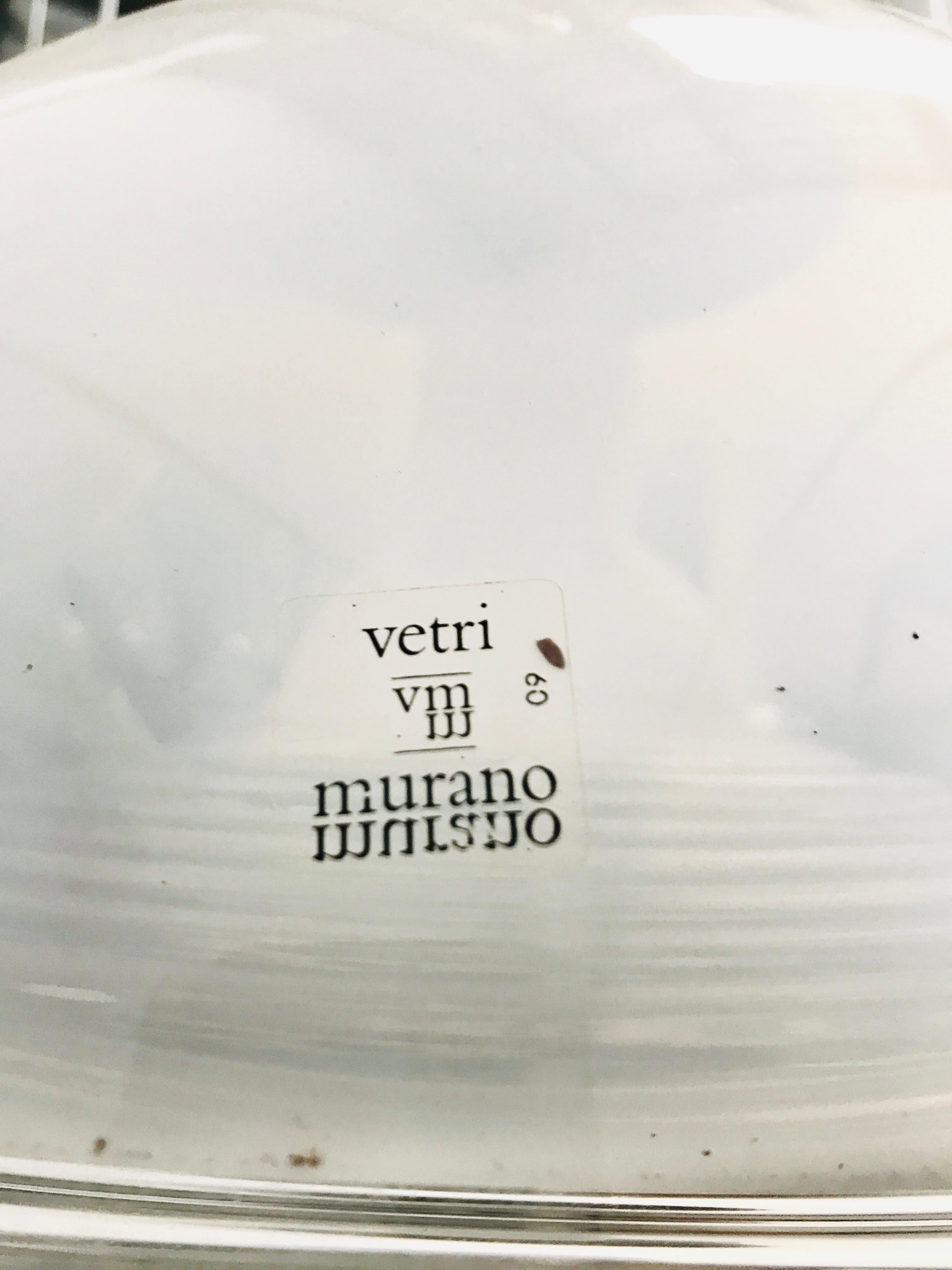 20th Century Midcentury Italian Vetri Murano Glass and Brass Pendant, 1970s For Sale