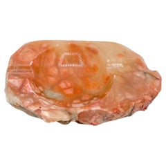 Mid Century Italian Vintage Alabaster Ashtray Red Pink Orange