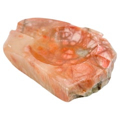 Mid Century Italian Vintage Alabaster Ashtray Red Pink Orange