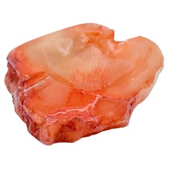 Mid Century Italian Vintage Alabaster Ashtray Red Pink Orange