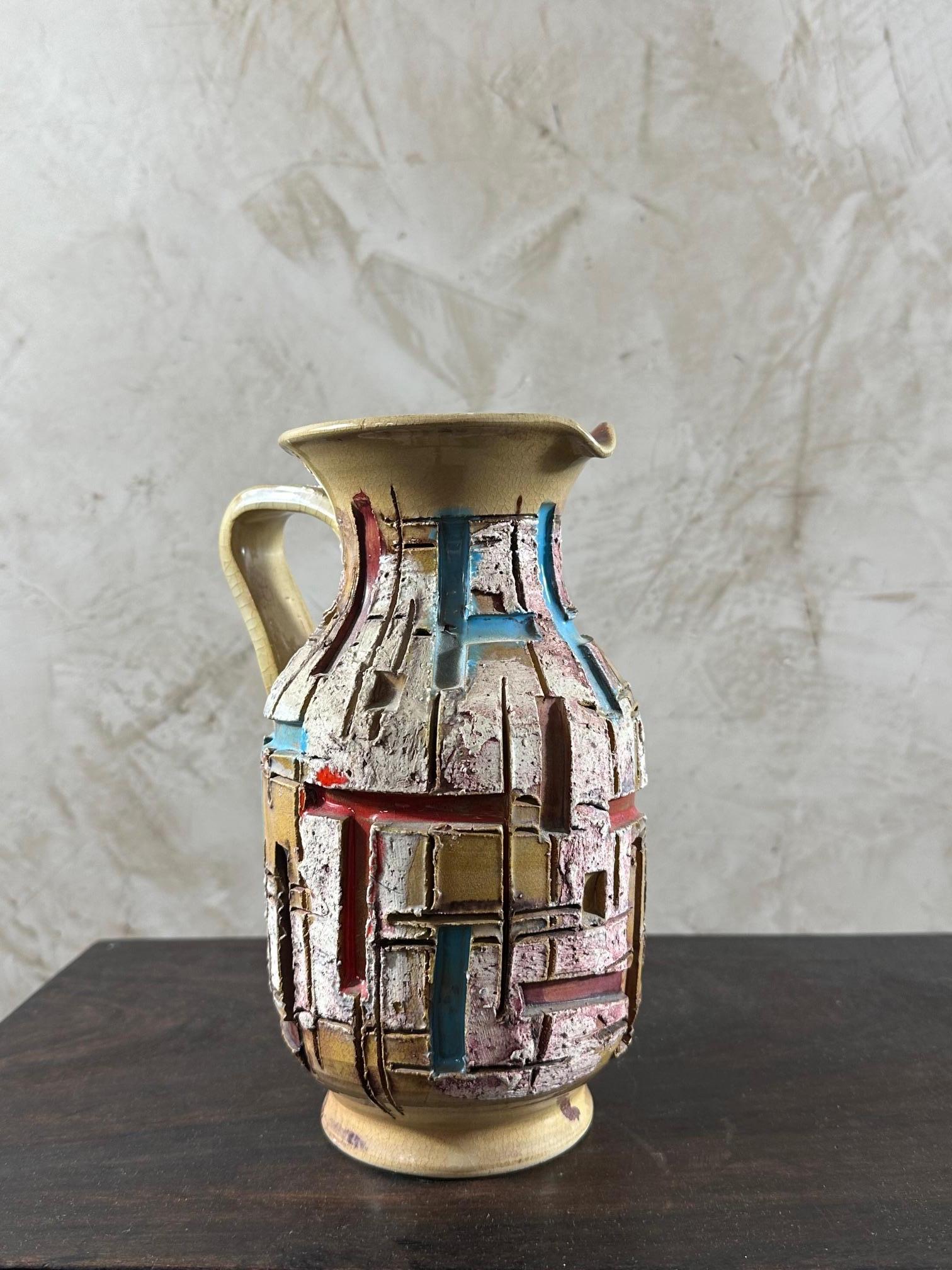 Mid-century Italian Vintage Ceramic Pitcher, 1960s For Sale 6