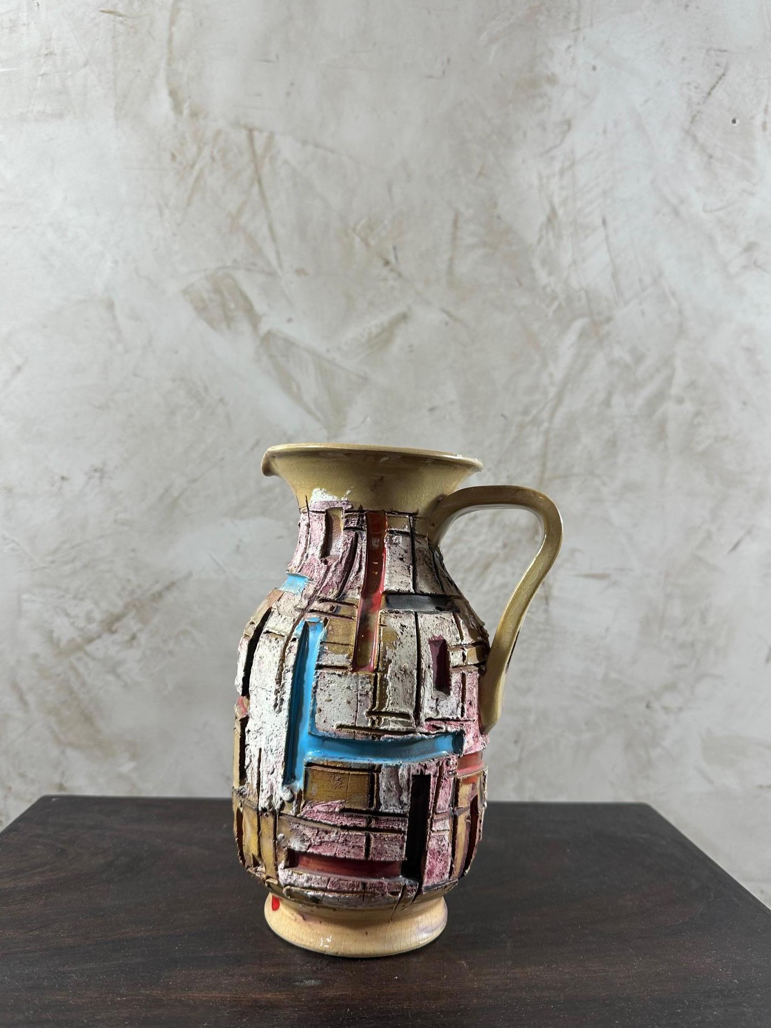 Mid-20th Century Mid-century Italian Vintage Ceramic Pitcher, 1960s For Sale