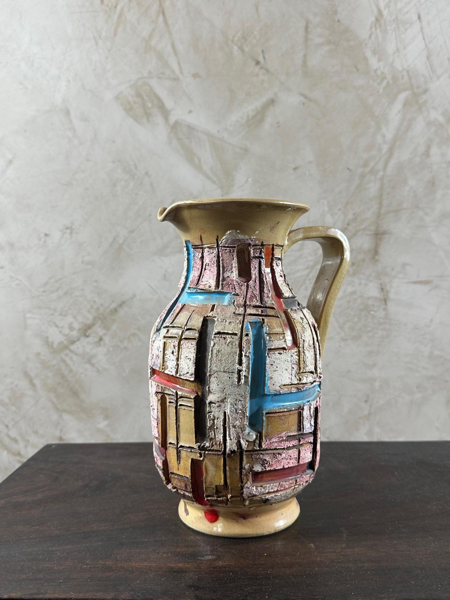 Mid-century Italian Vintage Ceramic Pitcher, 1960s For Sale 4