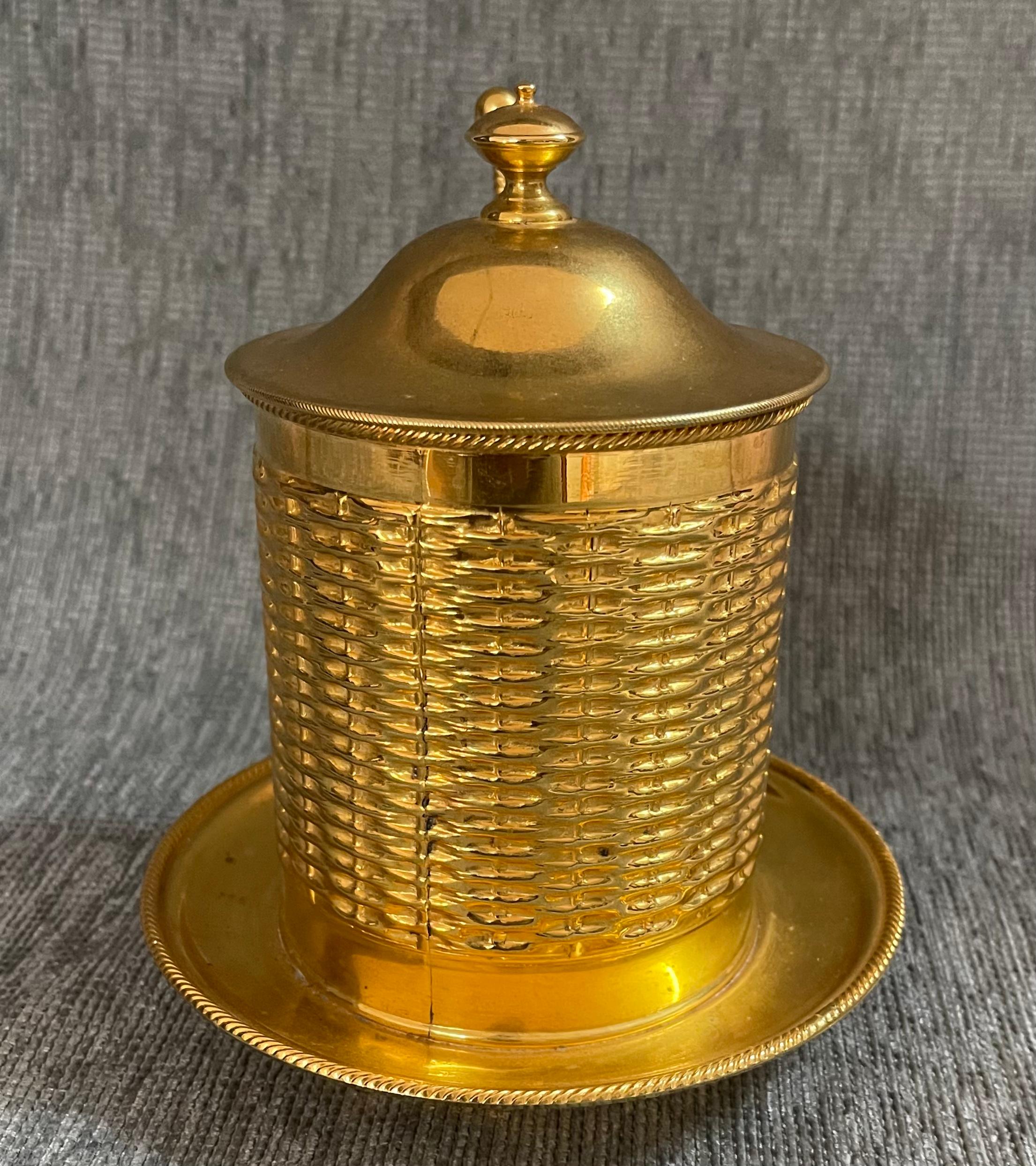 Tarro de queso dorado vintage italiano de mediados de siglo Moderno de mediados de siglo en venta