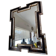 Mid Century Italian Wall Mirror, Faux Tortoise Finish, Circa 1970s