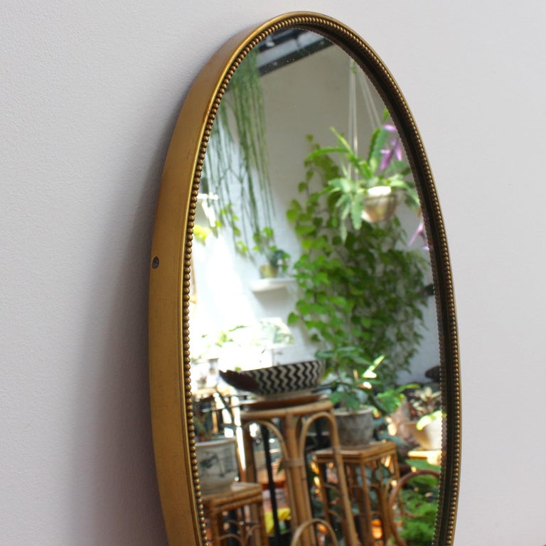 Midcentury Italian Wall Mirror With Beaded Brass Frame Circa Wall Mirror With Beaded Brass Frame
