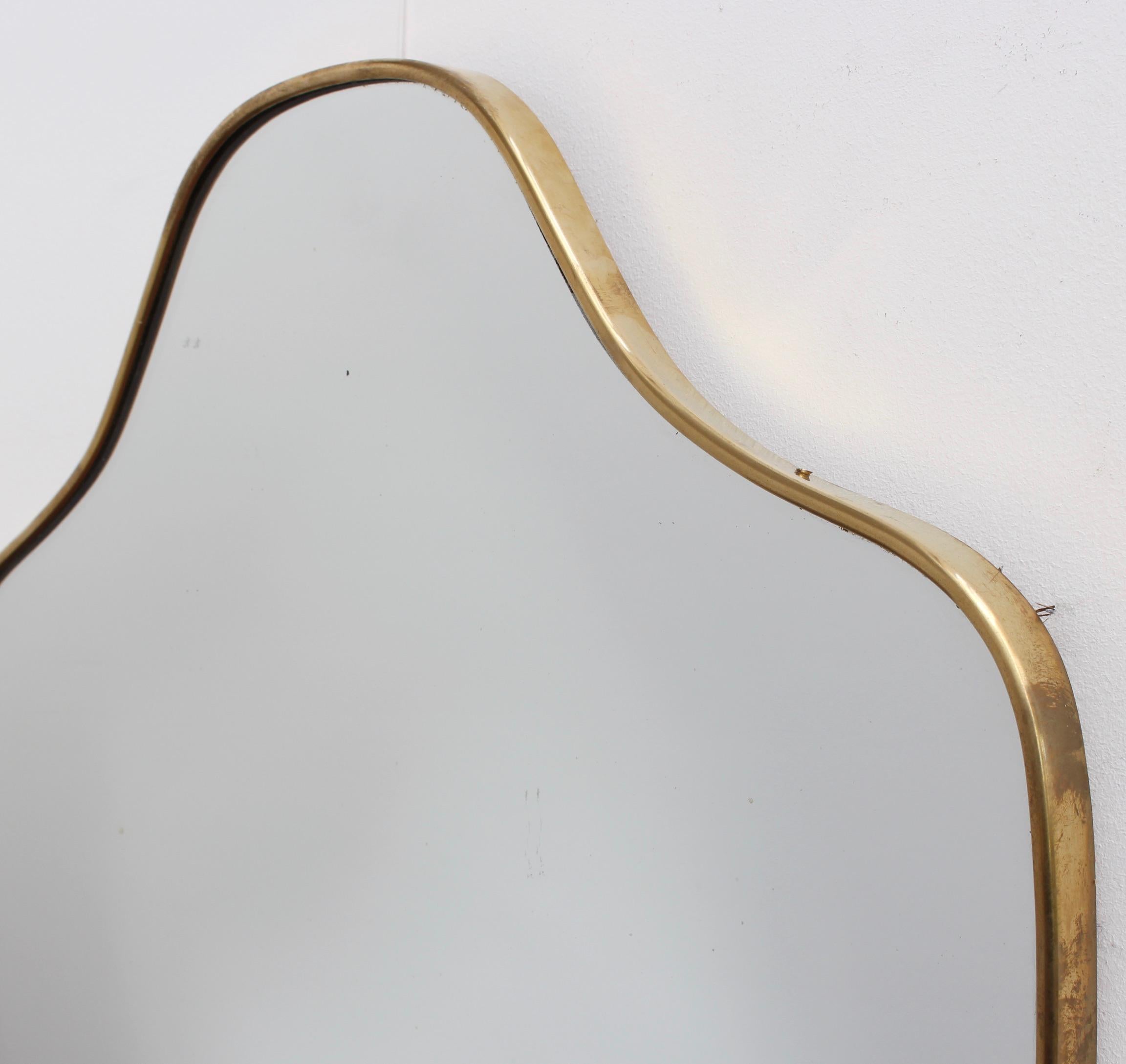 Midcentury Italian Wall Mirror with Brass Frame, 1950s 5