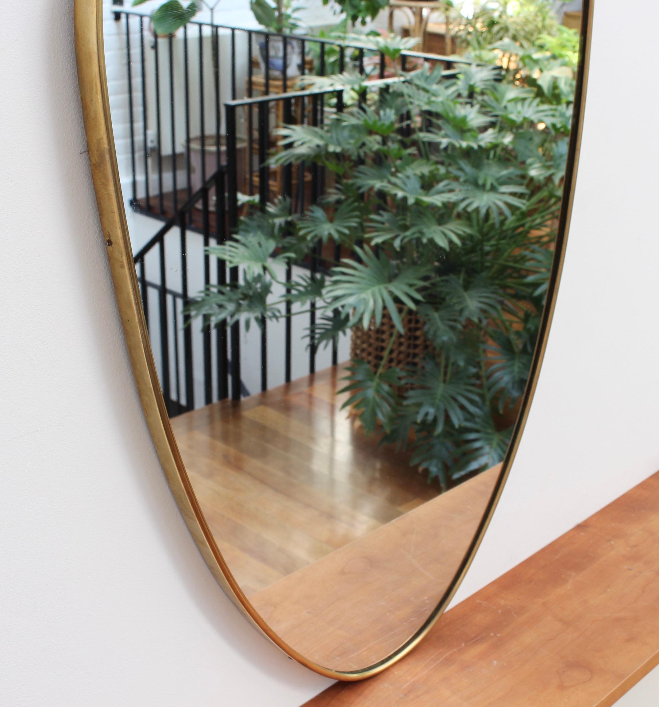 Midcentury Italian Wall Mirror with Brass Frame, 1950s 1