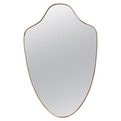 Midcentury Italian Wall Mirror with Brass Frame, 1950s