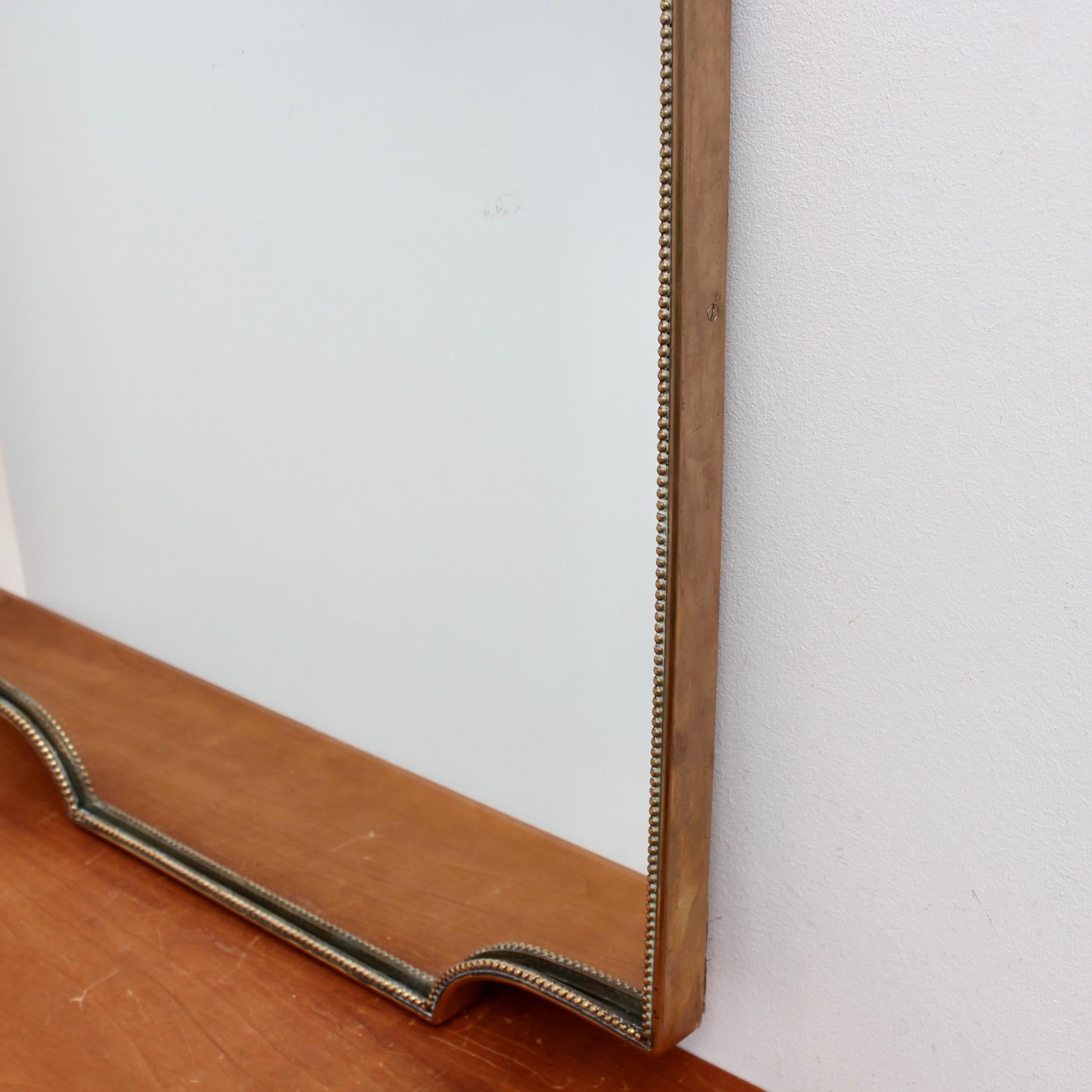 Mid-Century Italian Wall Mirror with Brass Frame and Beading (circa 1950s) For Sale 5