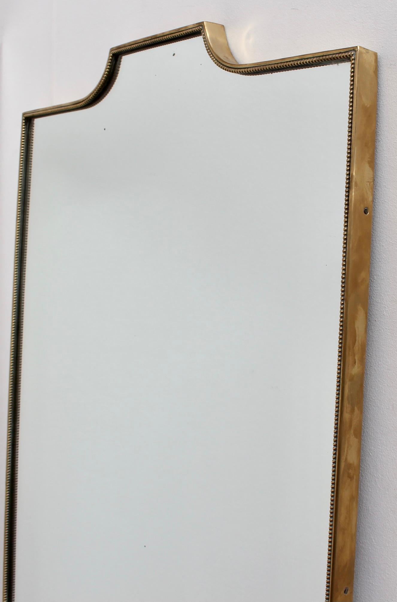 Mid-Century Italian Wall Mirror with Brass Frame and Beading 'circa 1950s' 6