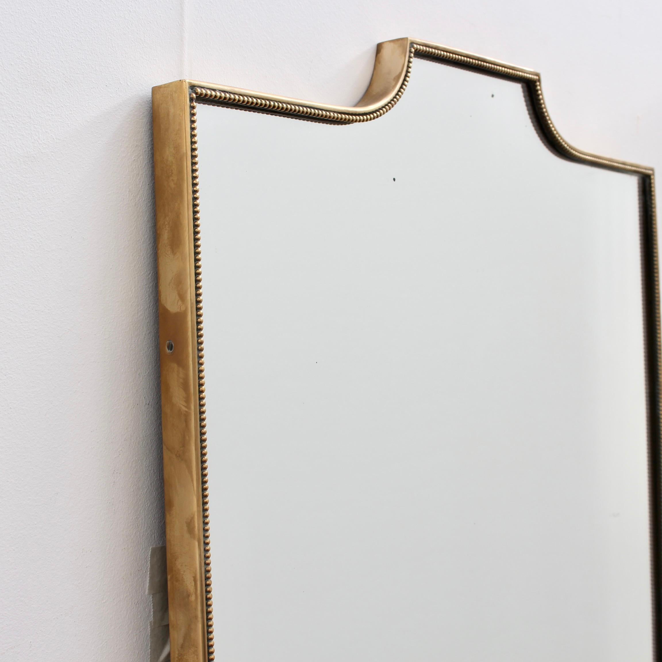 Mid-Century Italian Wall Mirror with Brass Frame and Beading 'circa 1950s' 1