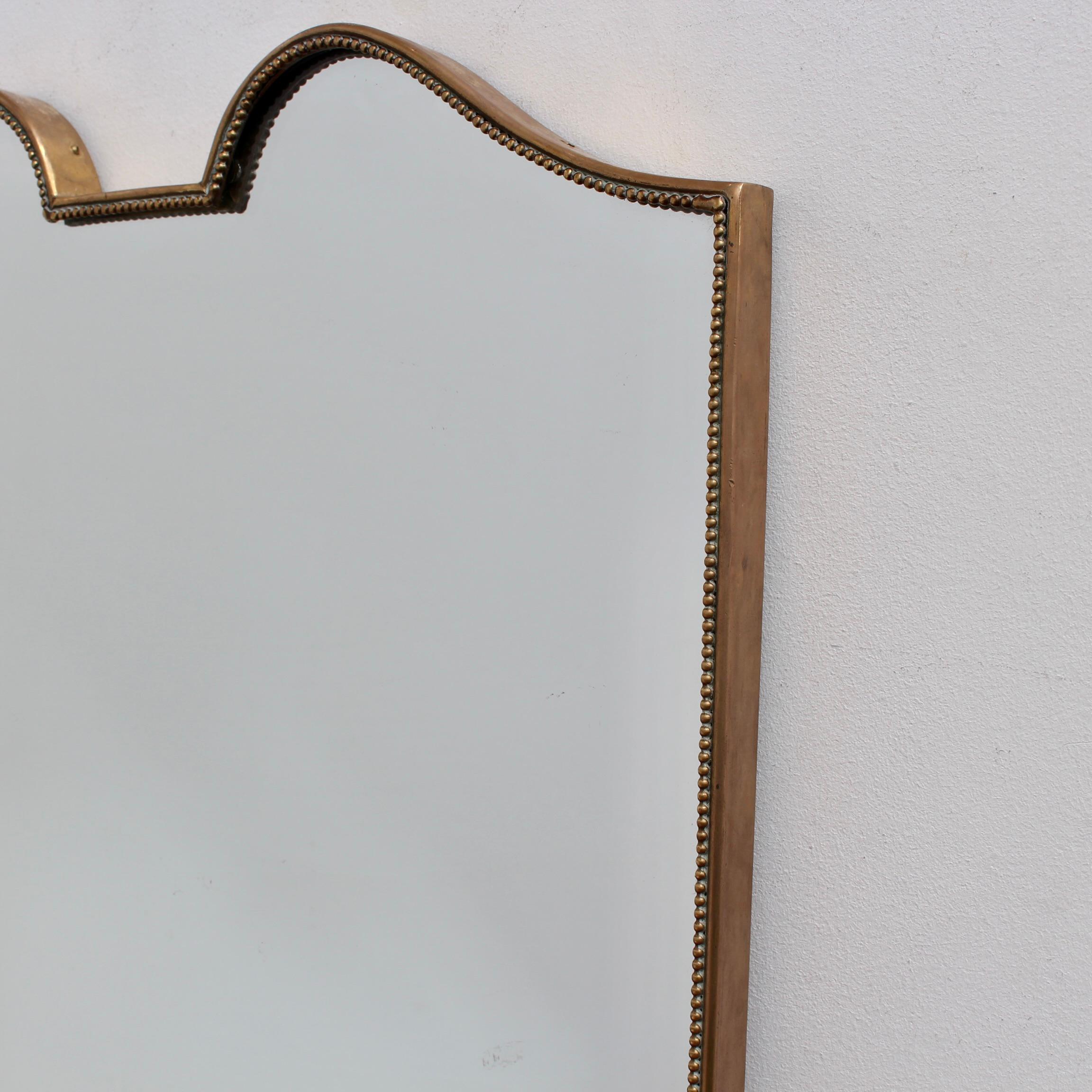 Mid-Century Italian Wall Mirror with Brass Frame and Beading (circa 1950s) For Sale 2