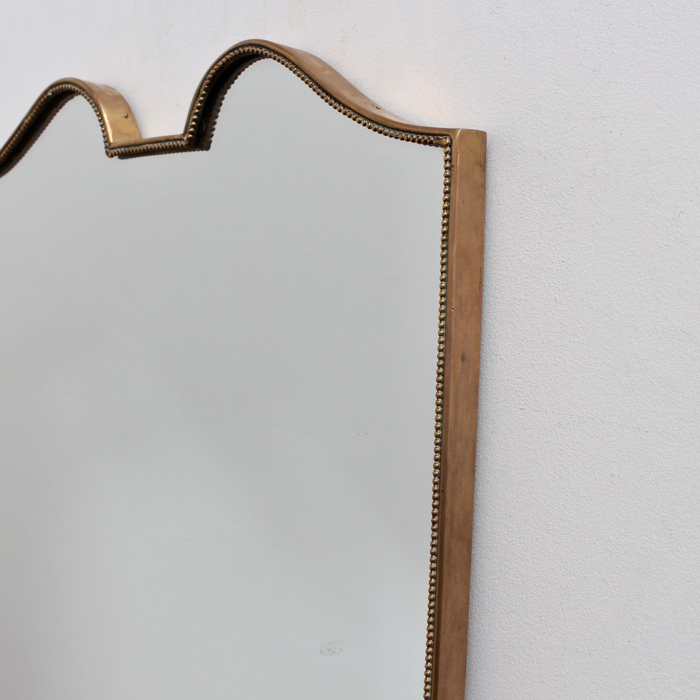 Mid-Century Italian Wall Mirror with Brass Frame and Beading (circa 1950s) For Sale 3