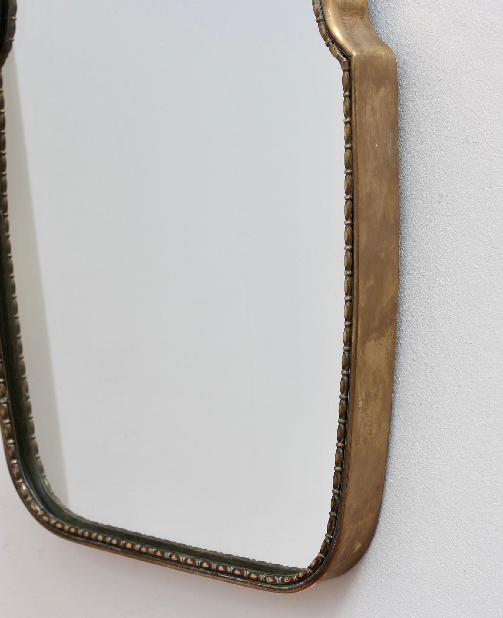 Mid-Century Italian Wall Mirror with Brass Frame and Beading - Small 5