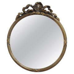 Mid-Century Italian Wall Mirror with Brass Frame and Ribbon Crest 'circa 1950s'