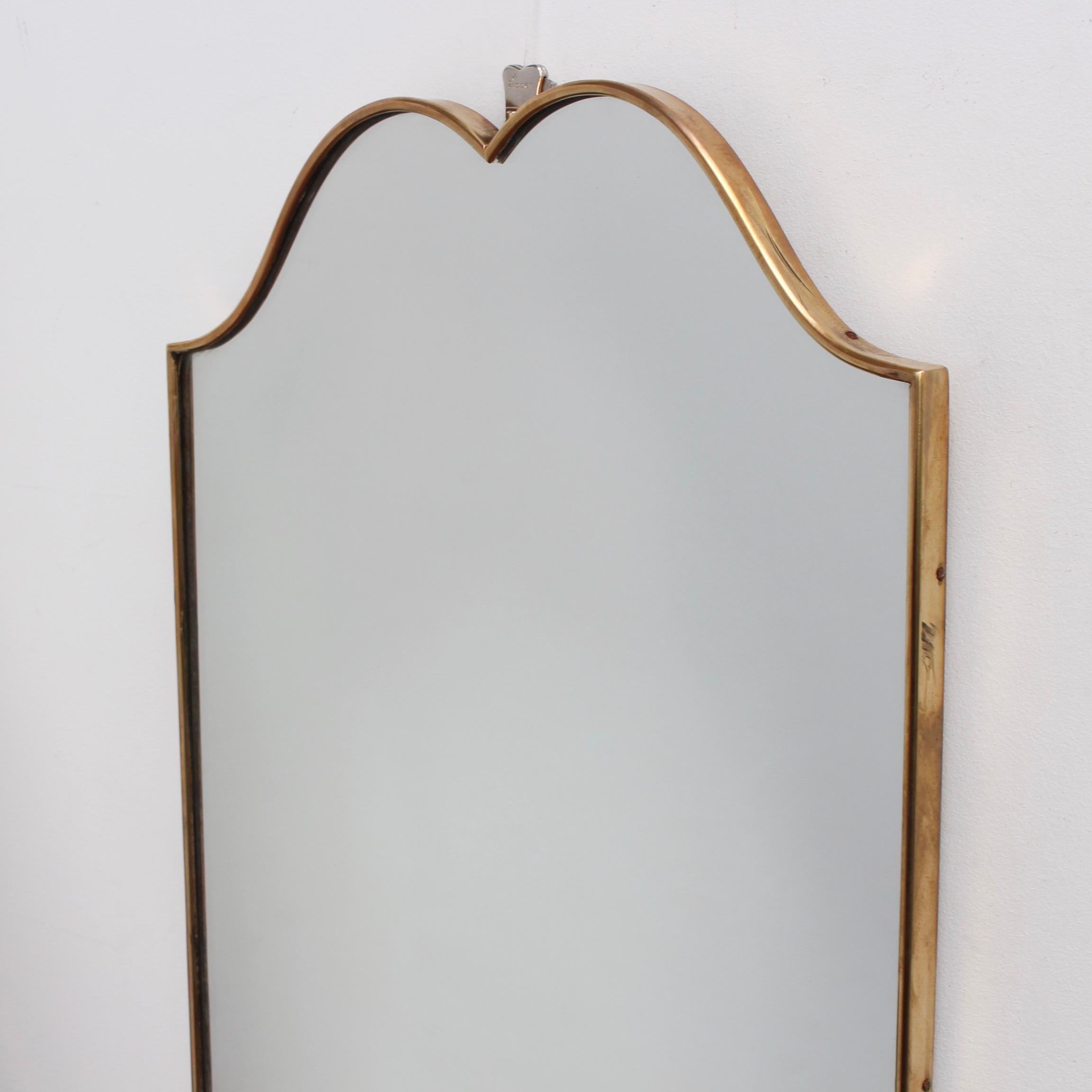 Midcentury Italian Wall Mirror with Brass Frame, circa 1950s 5