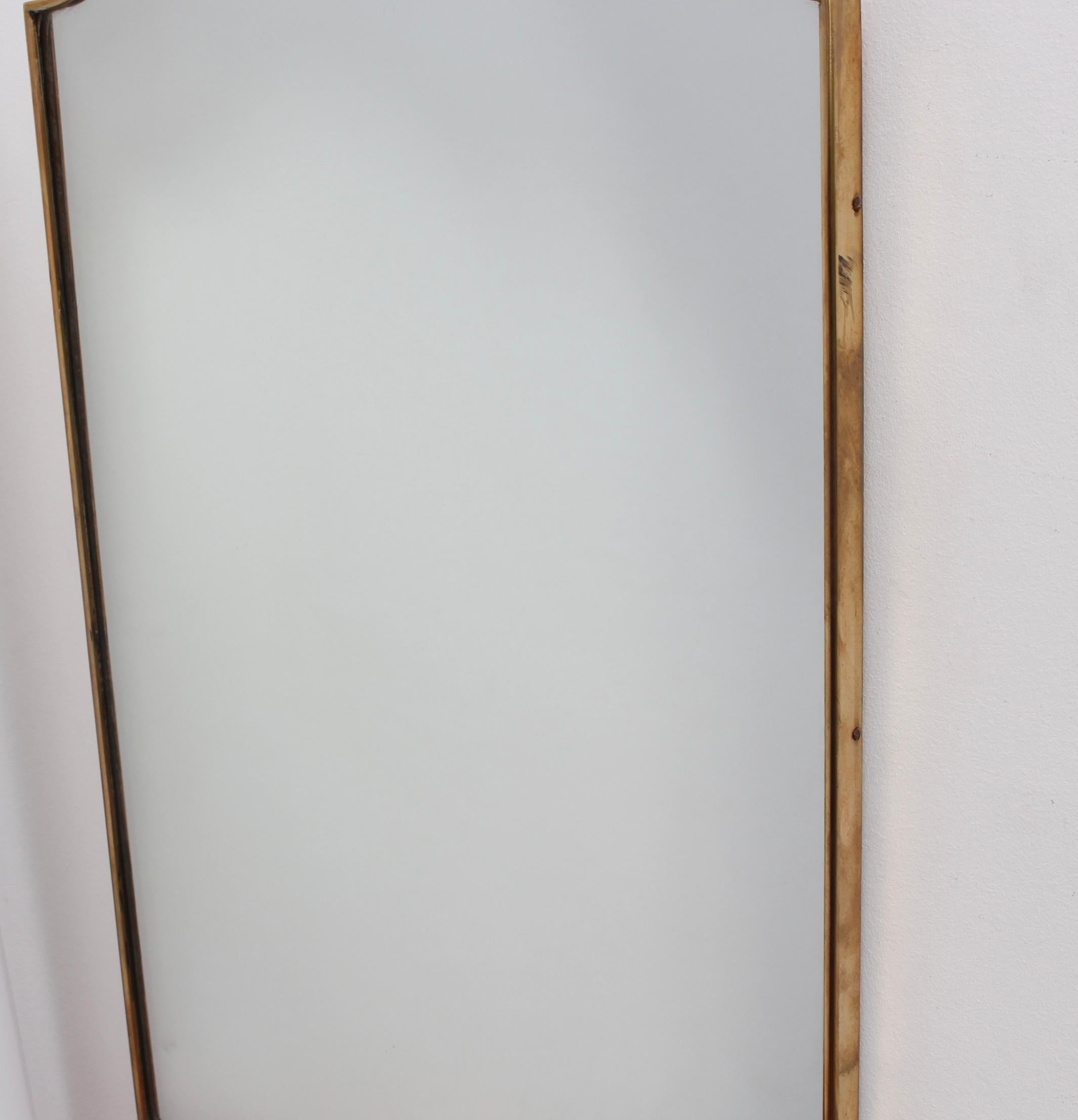 Midcentury Italian Wall Mirror with Brass Frame, circa 1950s 6