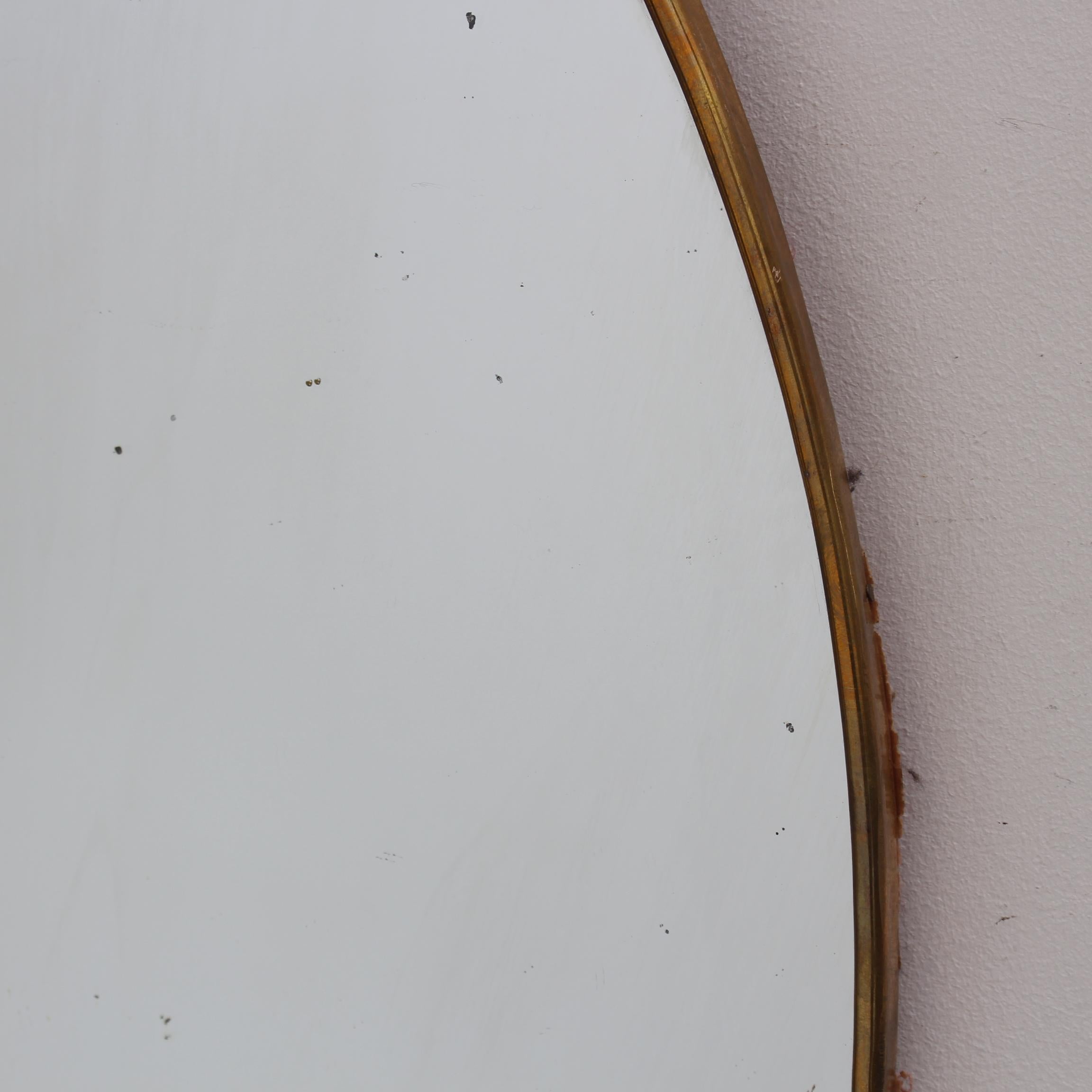 Mid-Century Italian Wall Mirror with Brass Frame (circa 1950s) For Sale 6