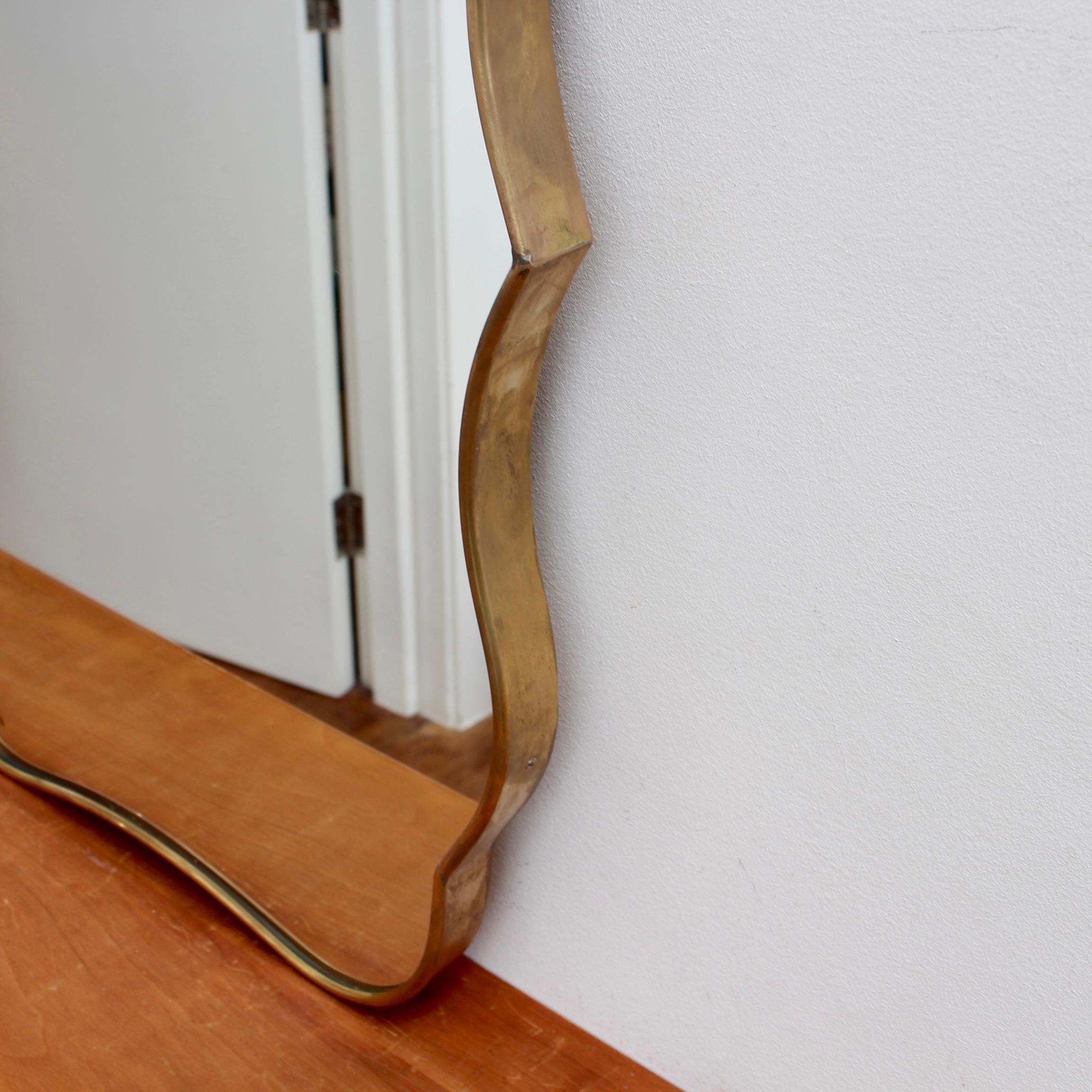 Mid-Century Italian Wall Mirror with Brass Frame (circa 1950s) 8
