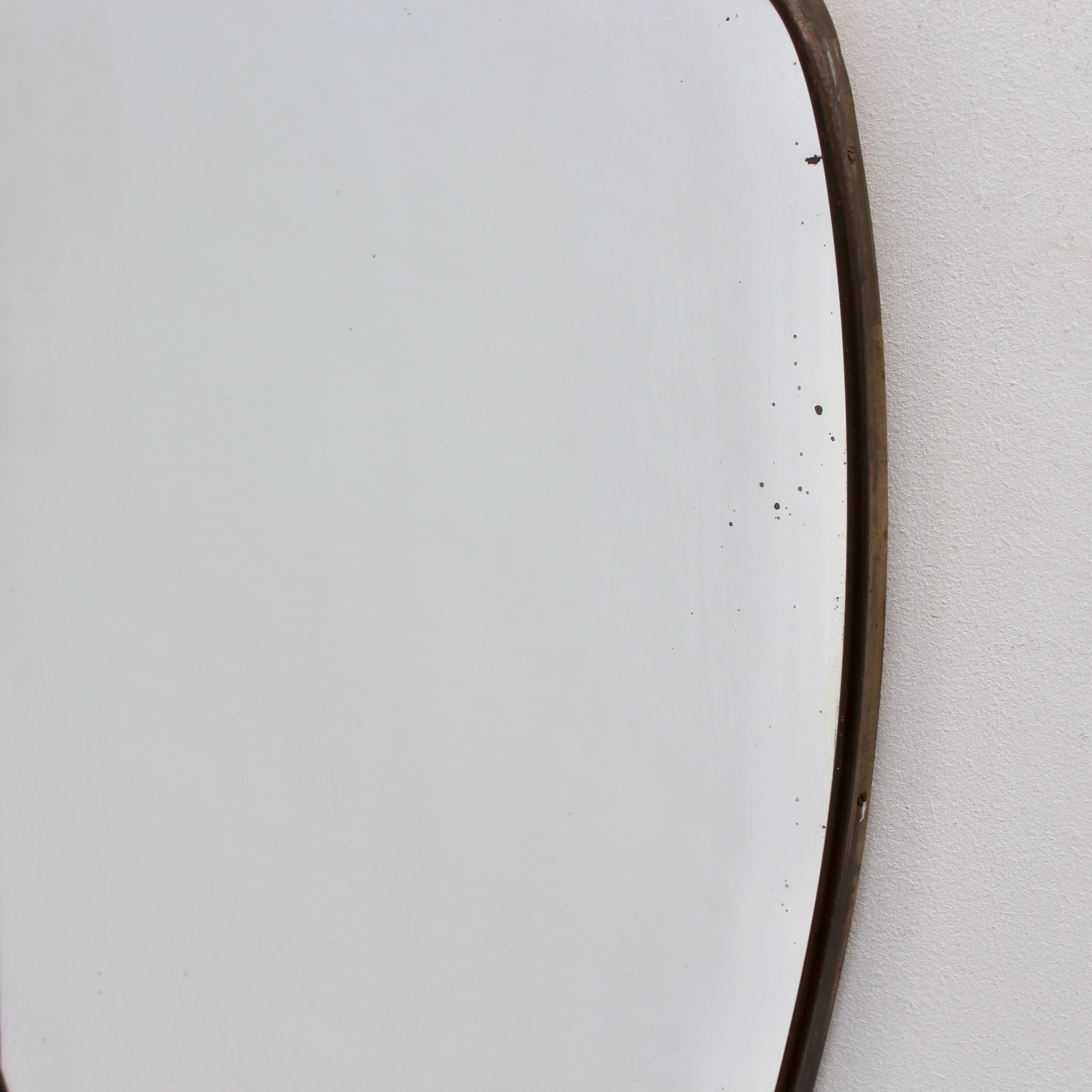 Mid-Century Italian Wall Mirror with Brass Frame (circa 1950s) For Sale 8