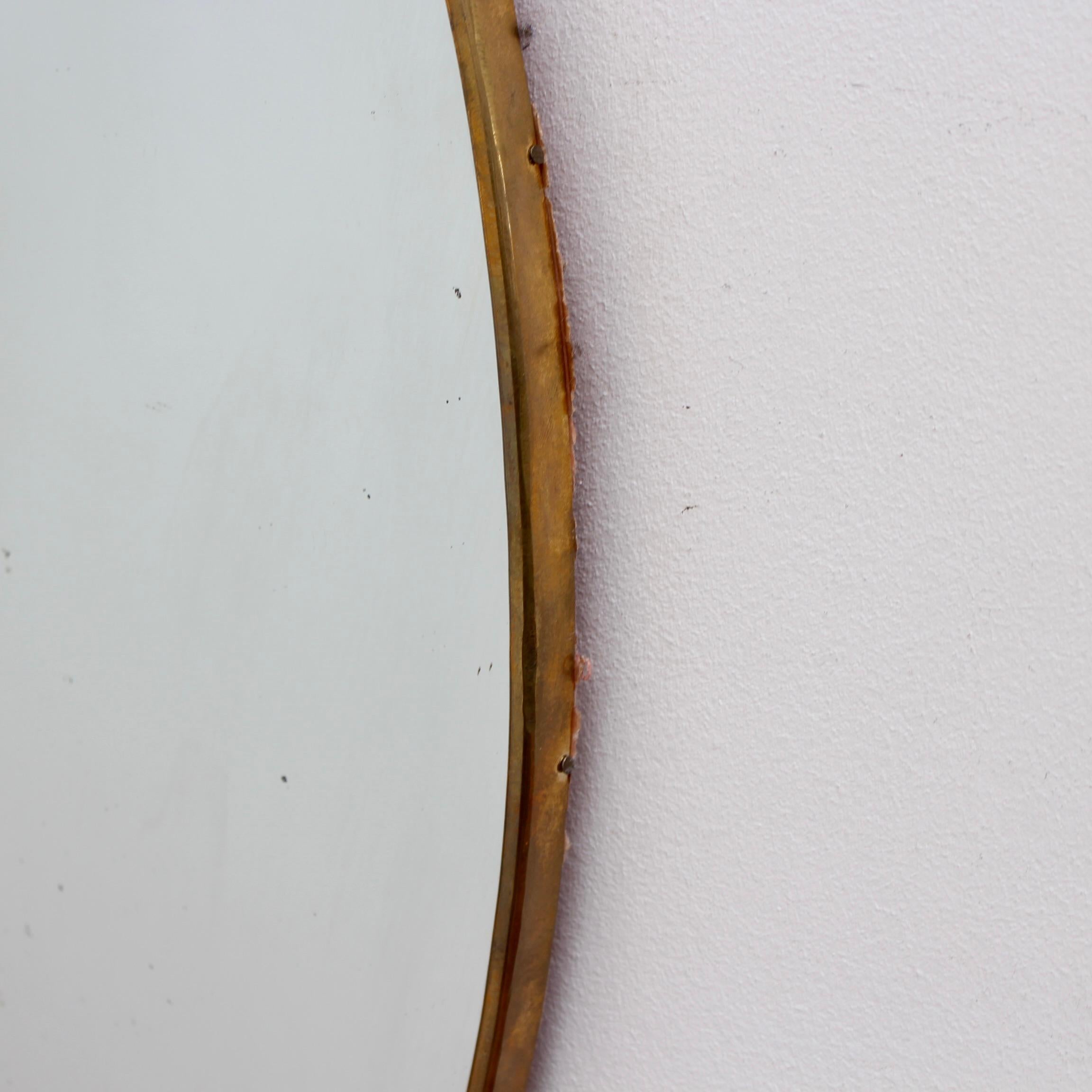 Mid-Century Italian Wall Mirror with Brass Frame (circa 1950s) For Sale 9
