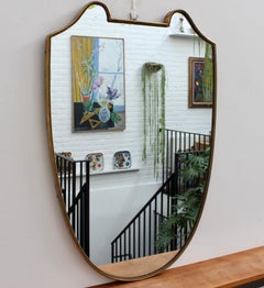 Mid-Century Italian Wall Mirror with Brass Frame (circa 1950s)