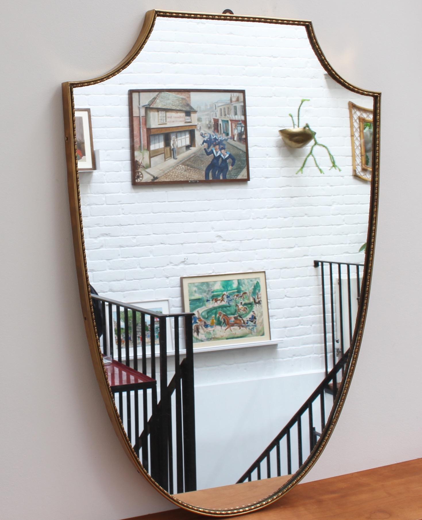 Mid-Century Modern Midcentury Italian Wall Mirror with Brass Frame, circa 1950s