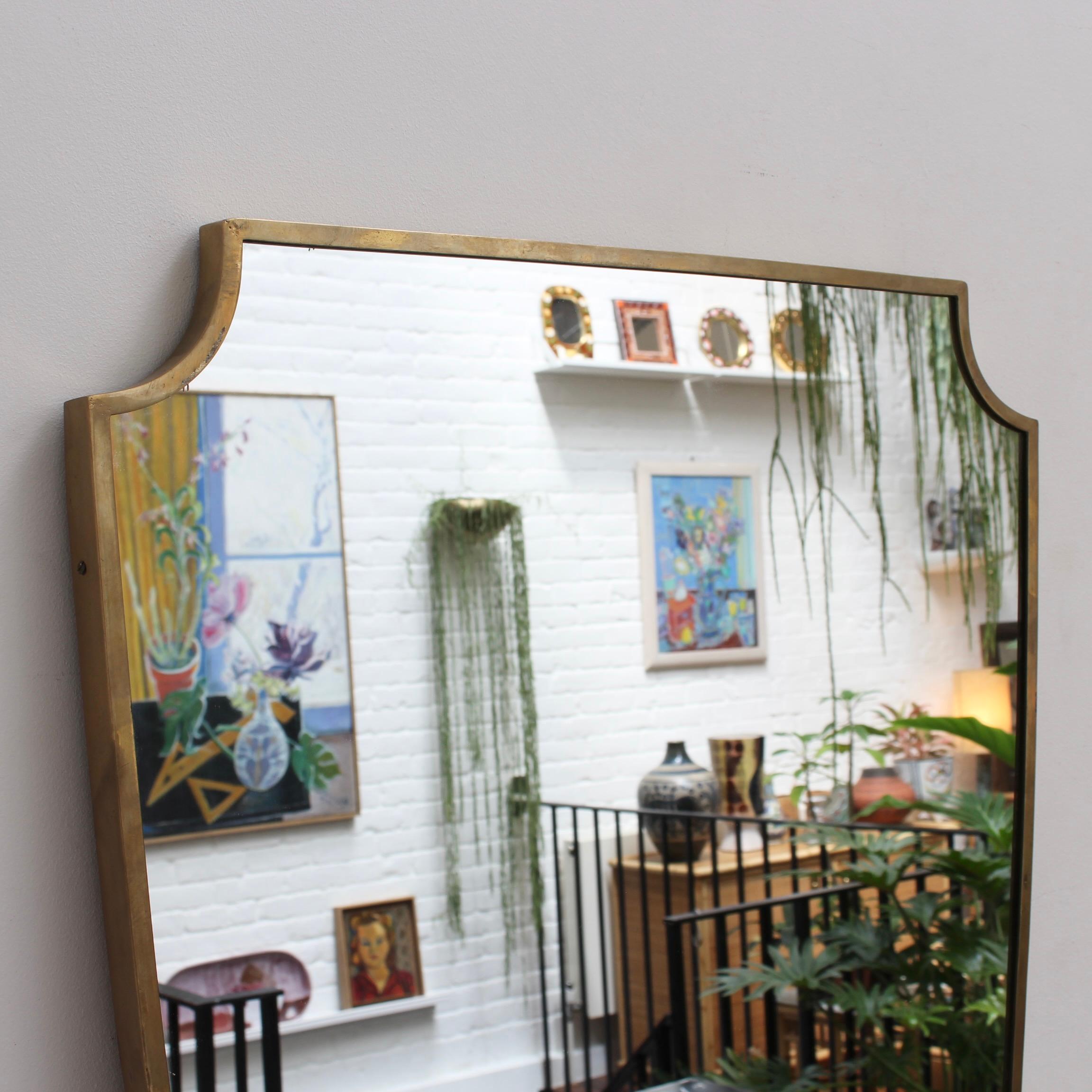 Mid-Century Modern Mid-Century Italian Wall Mirror with Brass Frame, circa 1950s