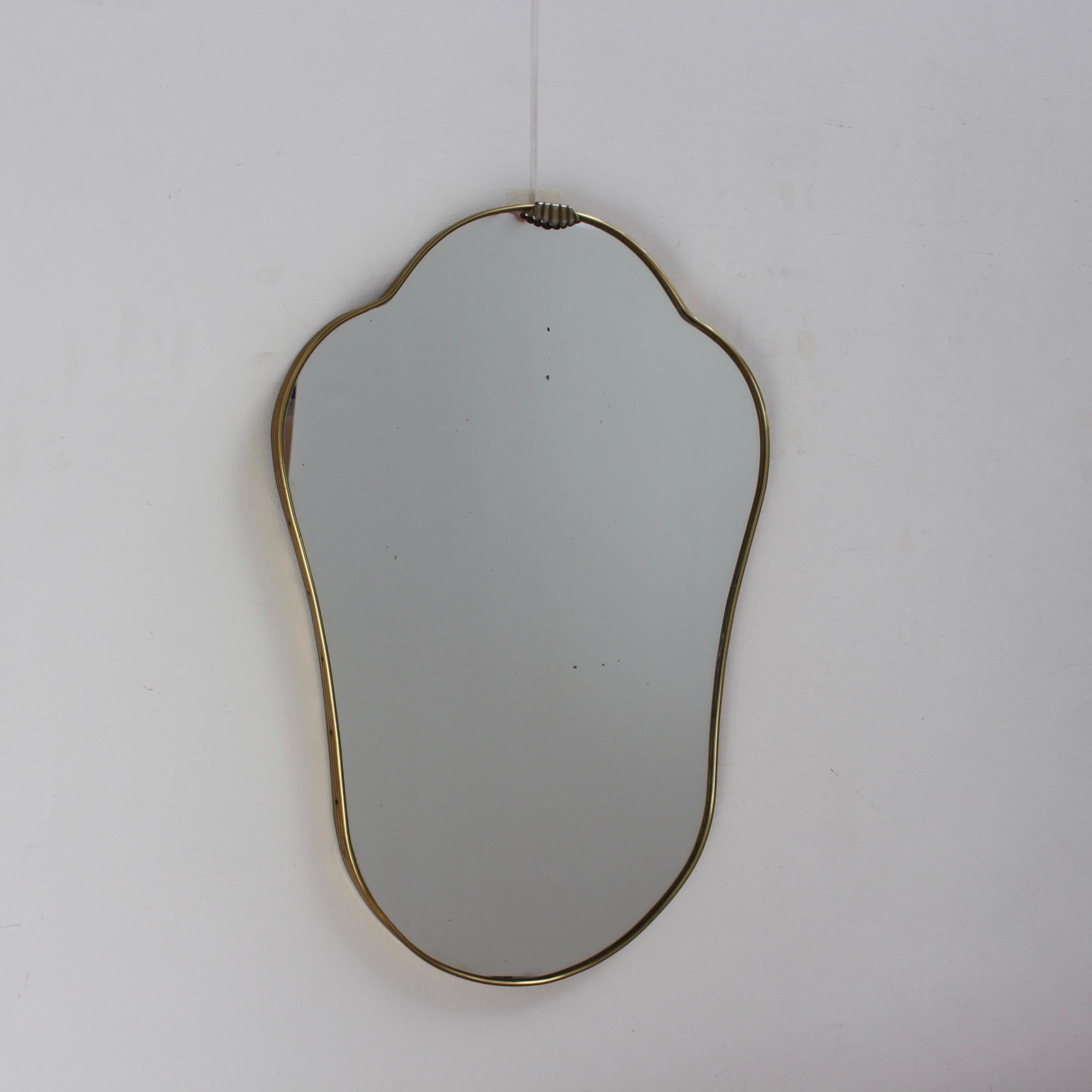 Mid-Century Modern Mid-Century Italian Wall Mirror with Brass Frame 'circa 1950s'