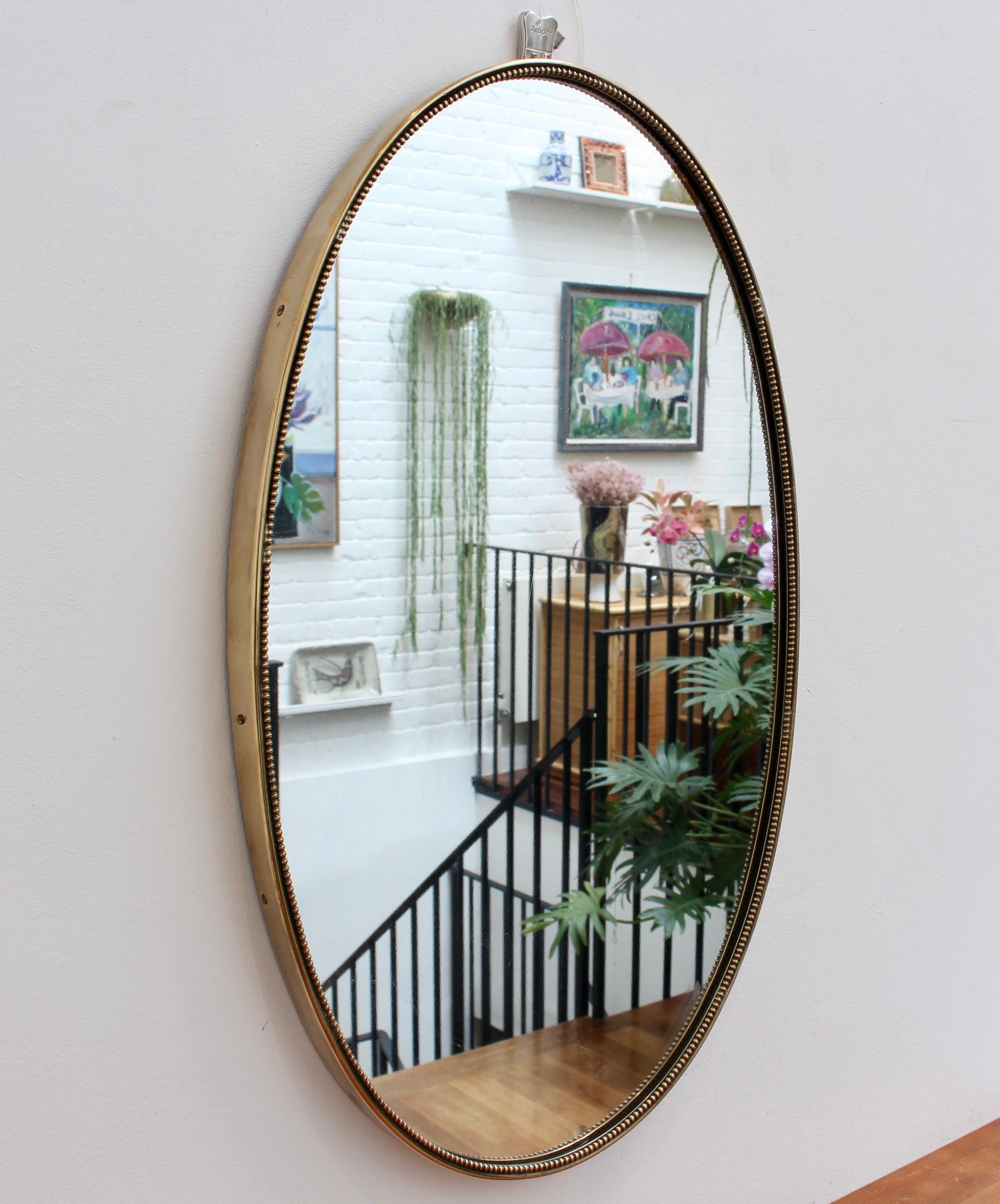 Mid-Century Modern Mid-Century Italian Wall Mirror with Brass Frame, 'circa 1950s'