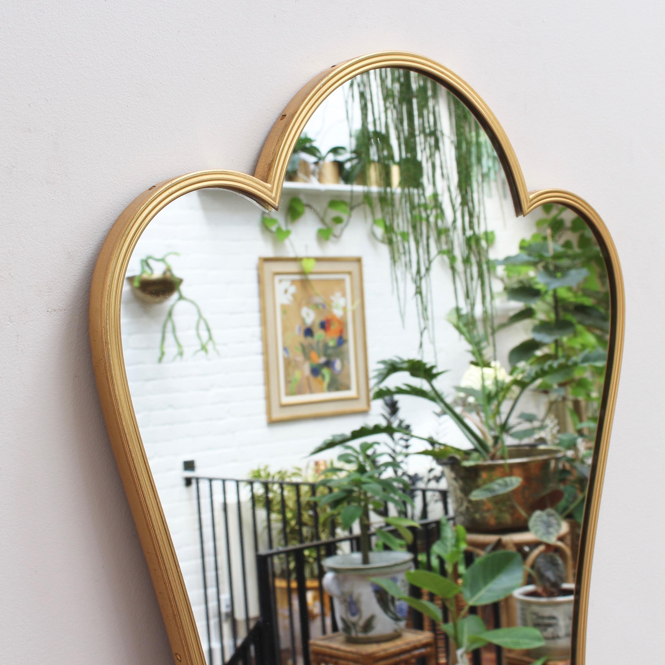 Midcentury Italian Wall Mirror with Brass Frame, circa 1950s In Good Condition In London, GB