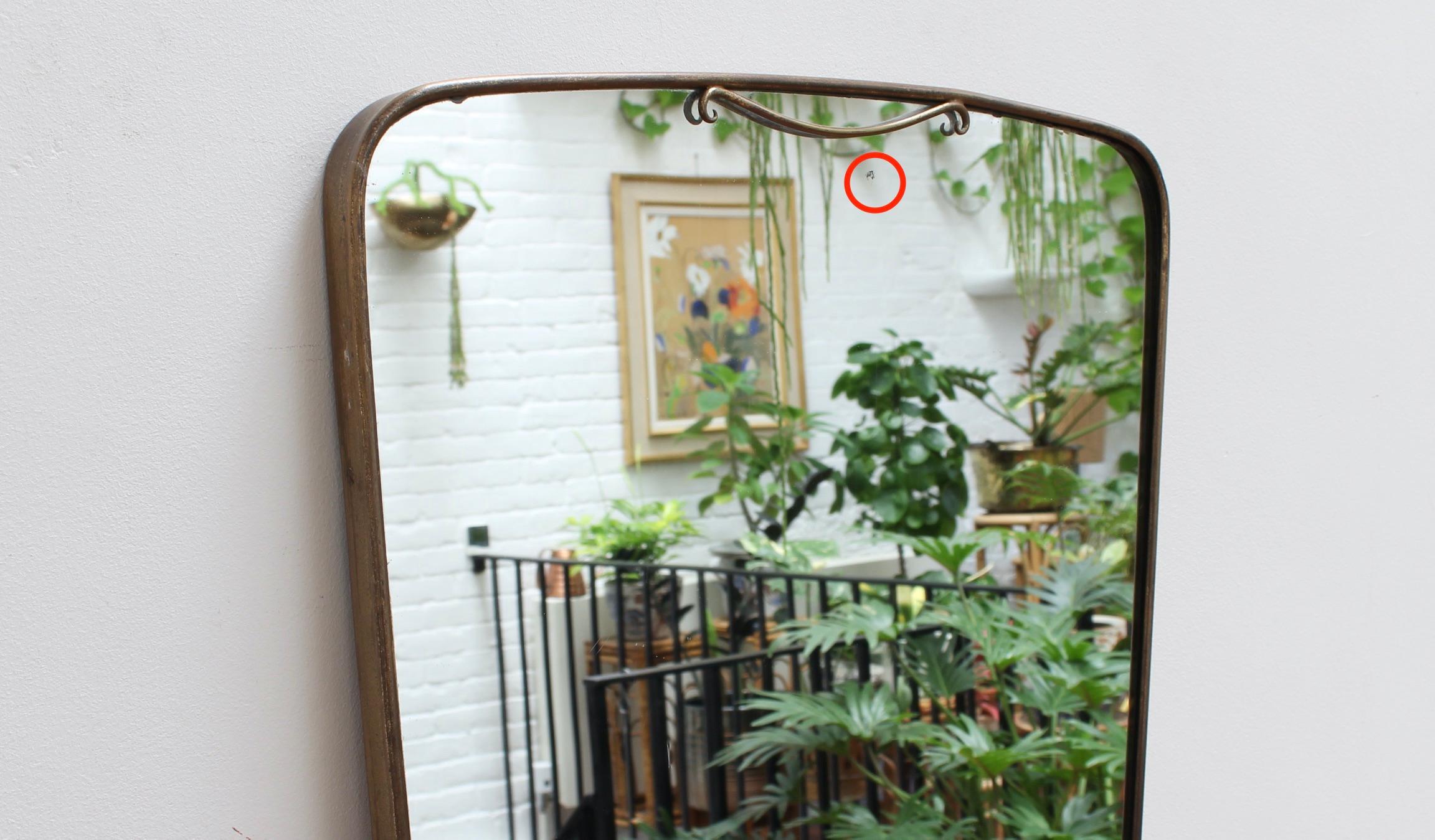 Midcentury Italian Wall Mirror with Brass Frame 'circa 1950s' In Fair Condition In London, GB