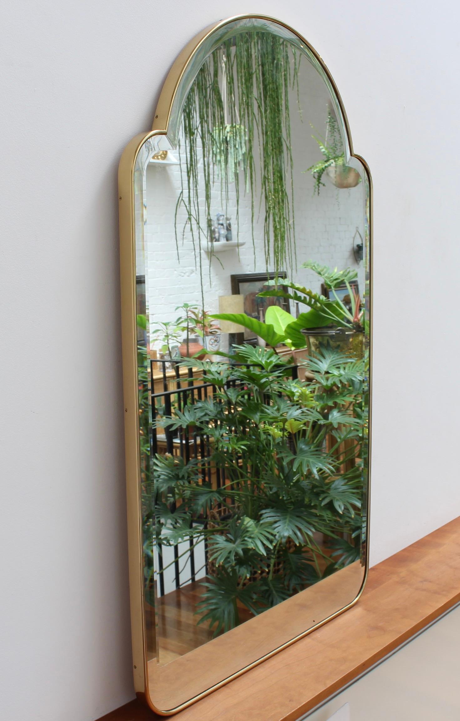 Mid-Century Italian Wall Mirror with Brass Frame (circa 1950s) In Good Condition In London, GB