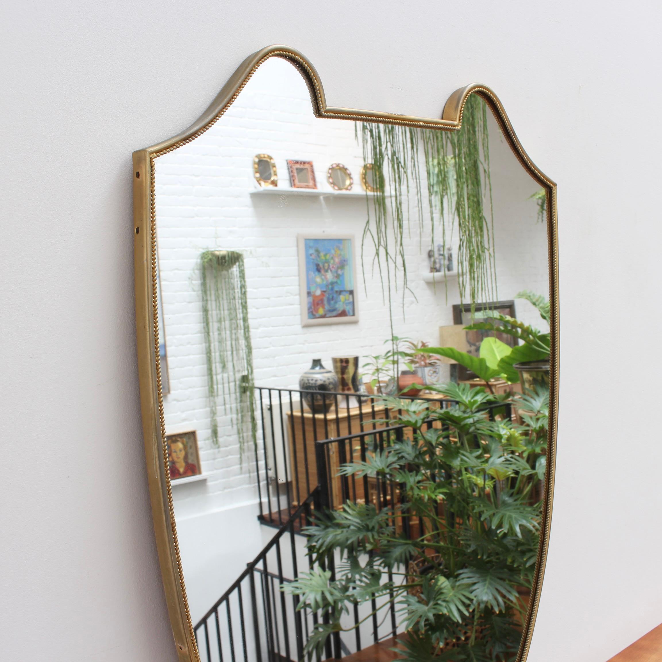 Mid-Century Italian Wall Mirror with Brass Frame, circa 1950s In Good Condition In London, GB