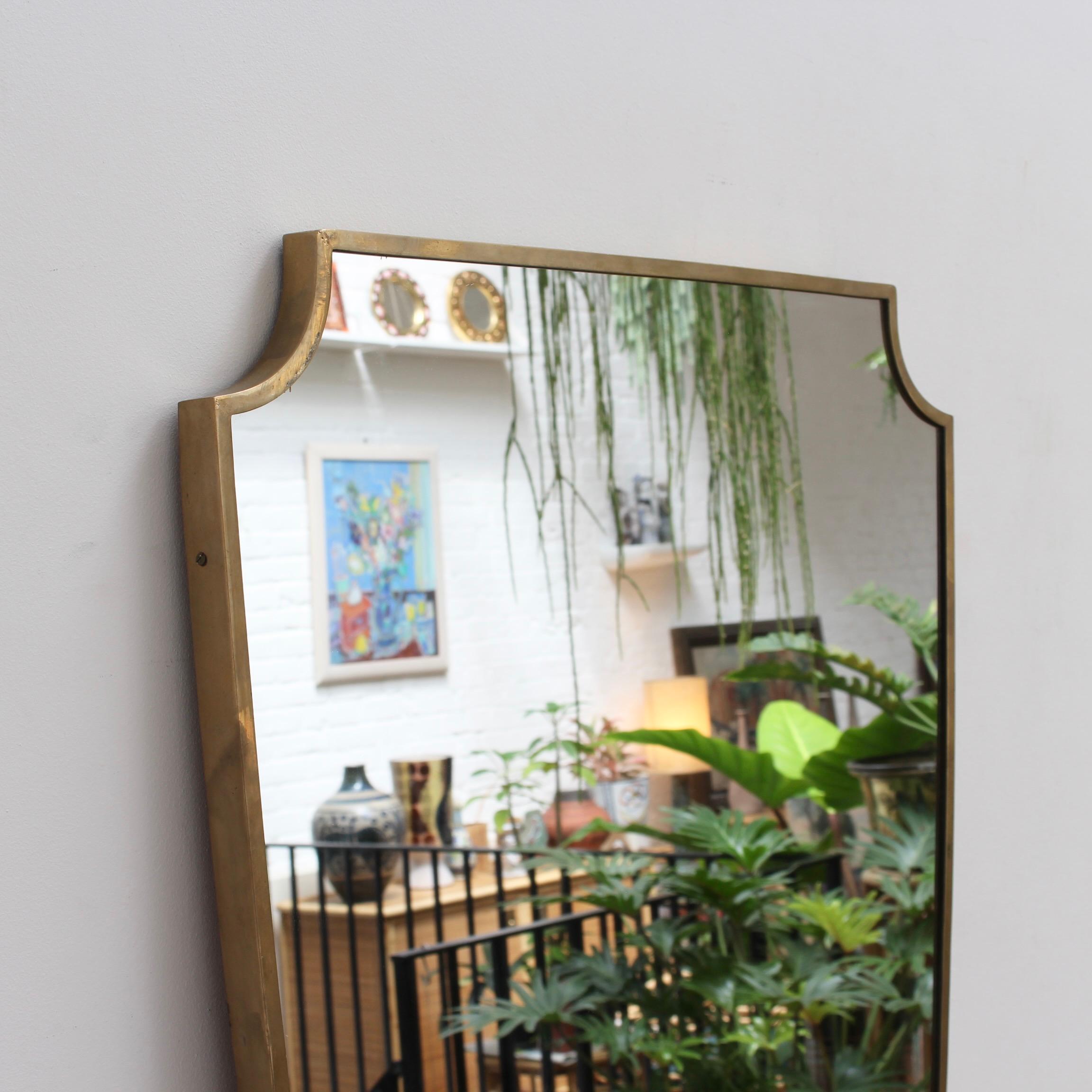 Mid-Century Italian Wall Mirror with Brass Frame, circa 1950s In Fair Condition In London, GB
