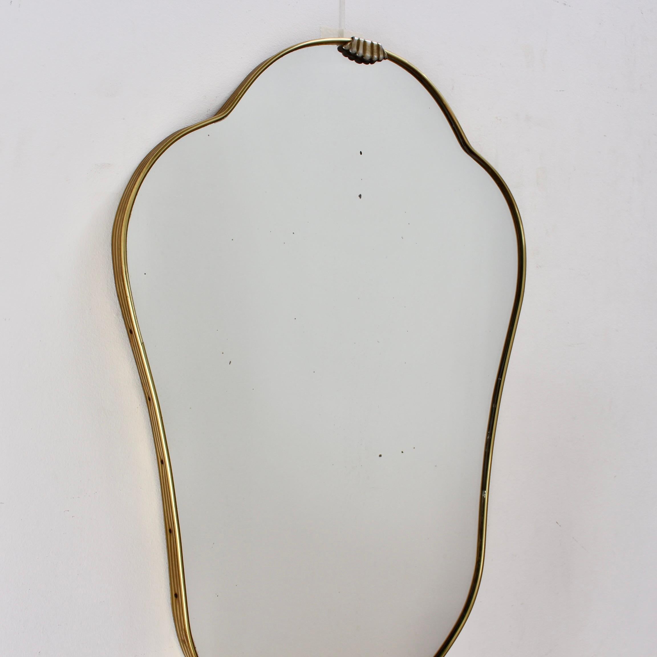 Mid-Century Italian Wall Mirror with Brass Frame 'circa 1950s' In Fair Condition In London, GB