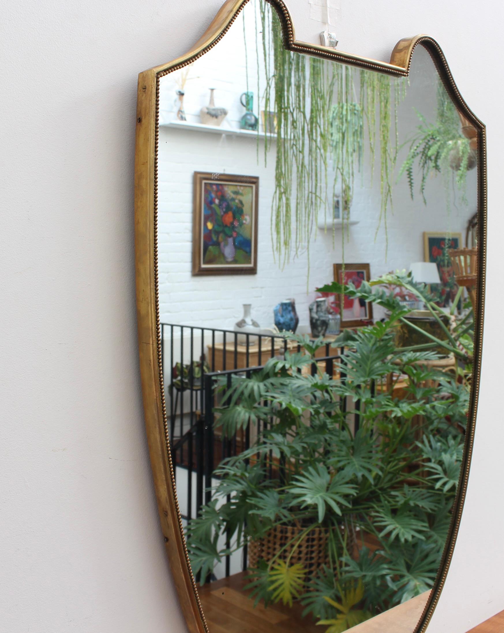 Mid-Century Italian Wall Mirror with Brass Frame (circa 1950s) In Fair Condition In London, GB