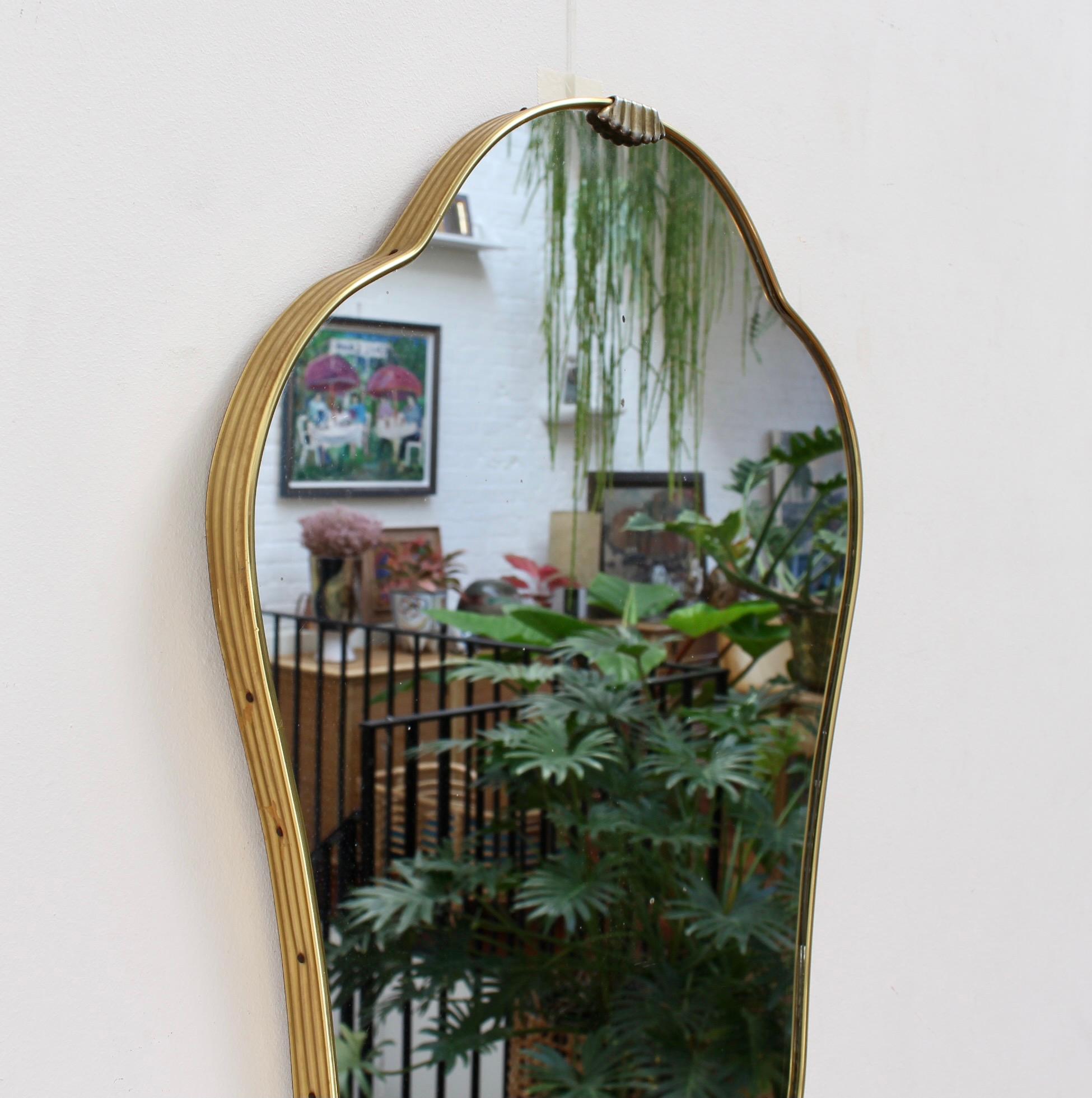 Mid-20th Century Mid-Century Italian Wall Mirror with Brass Frame 'circa 1950s'