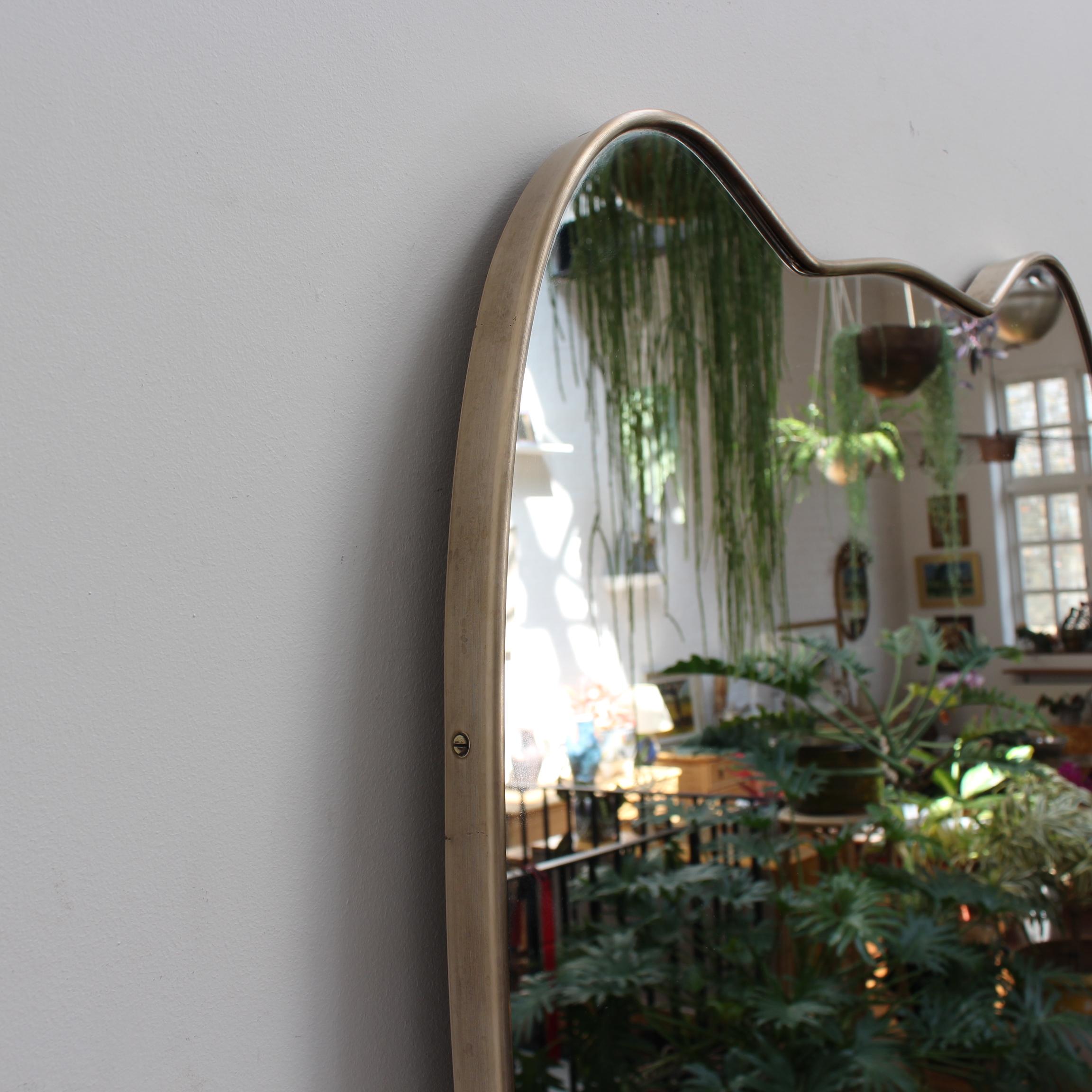 Mid-20th Century Midcentury Italian Wall Mirror with Brass Frame, 'circa 1950s' For Sale