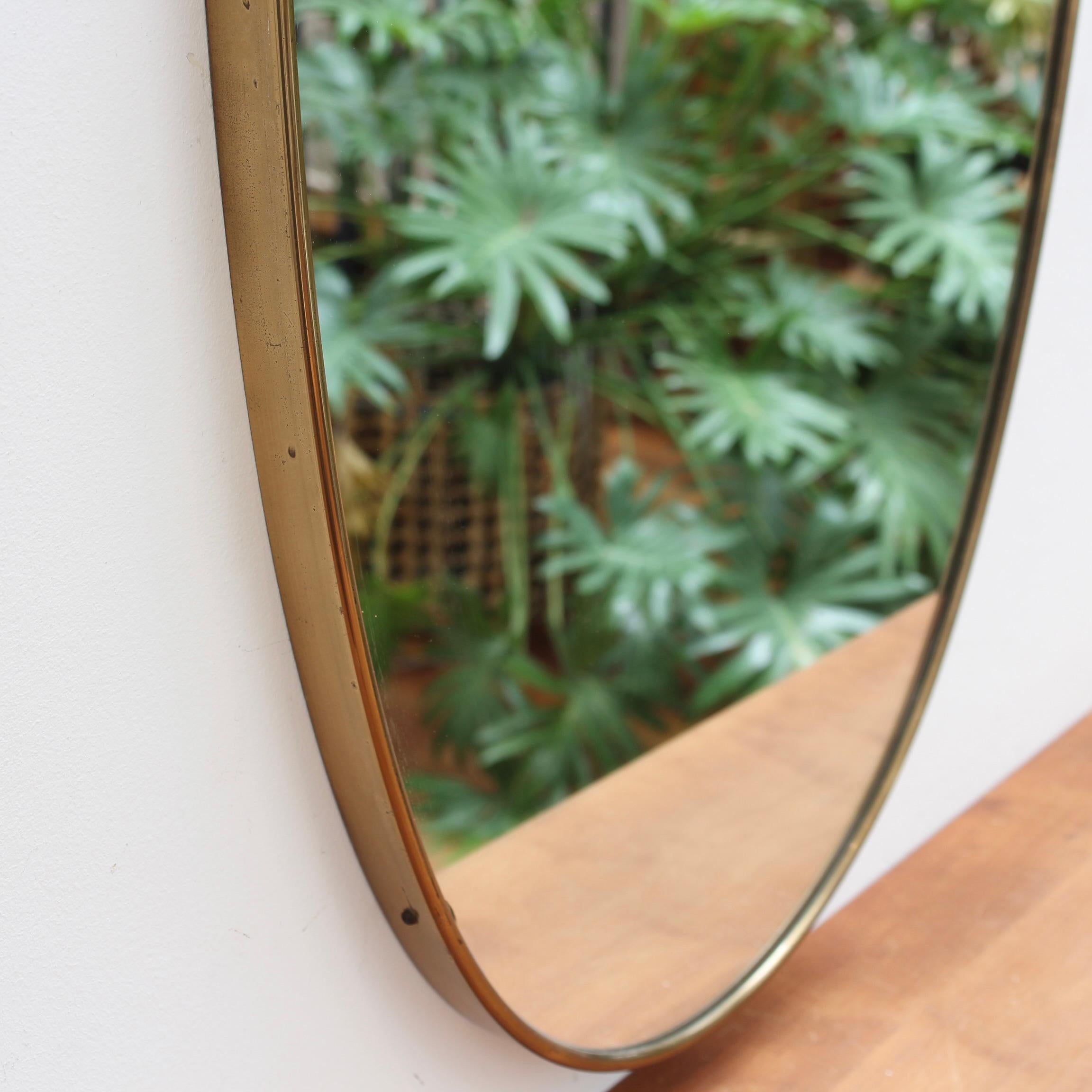 Mid-Century Italian Wall Mirror with Brass Frame (circa 1950s) In Good Condition In London, GB