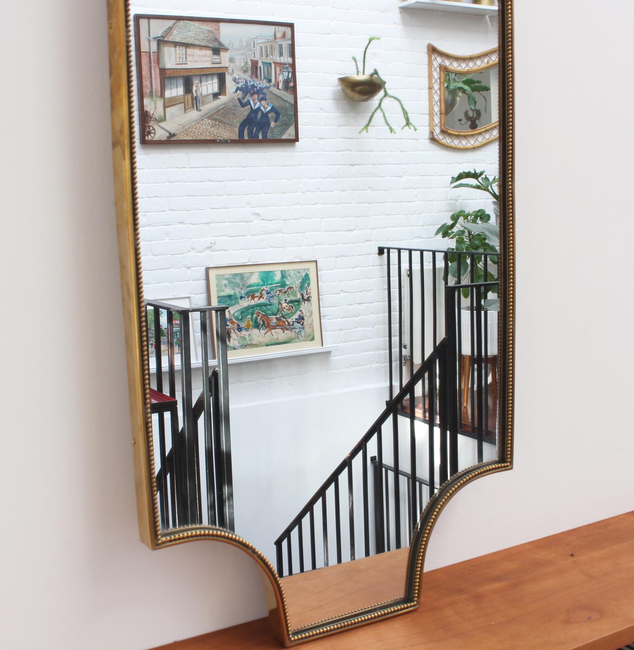 Midcentury Italian Wall Mirror with Brass Frame, circa 1950s 1