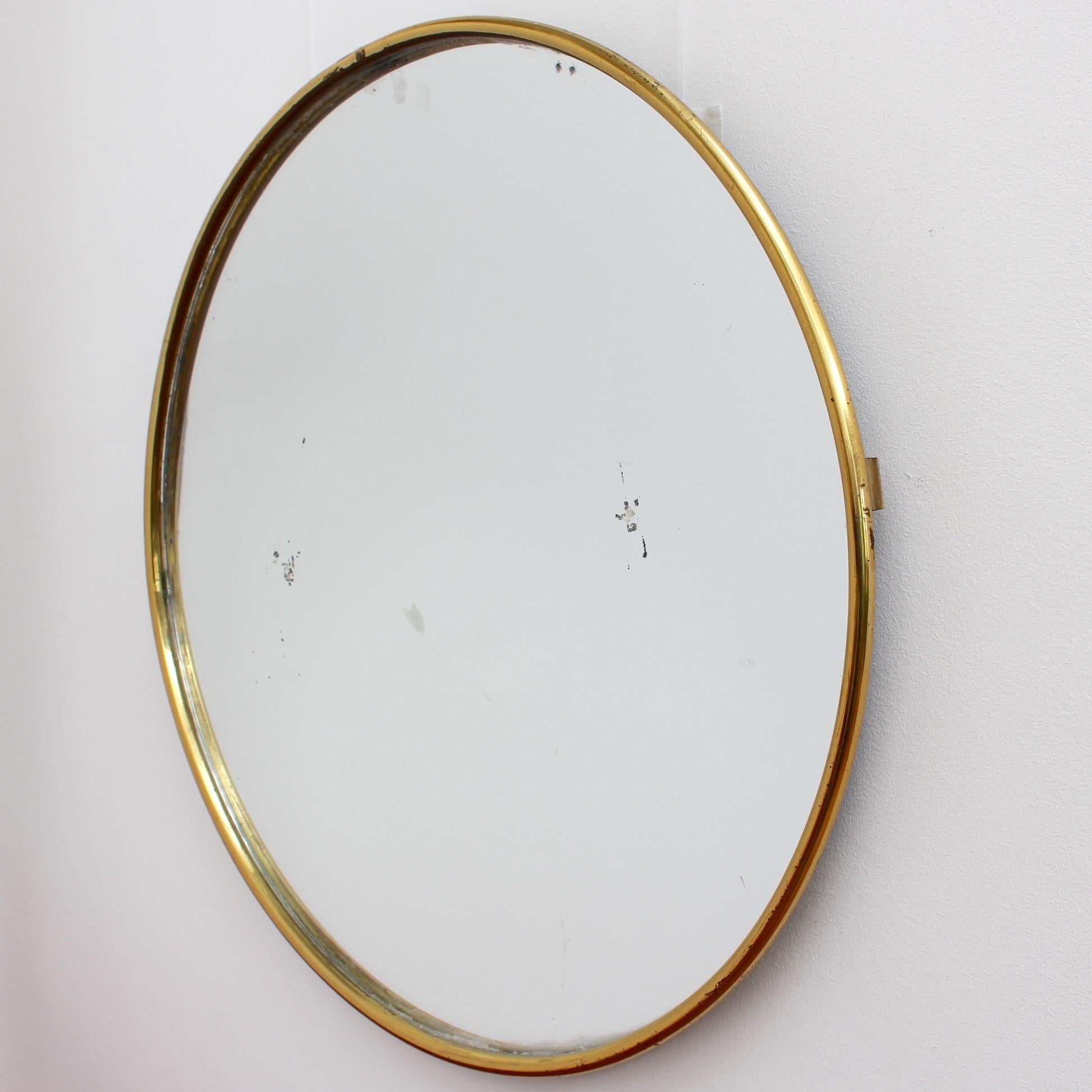 Midcentury Italian Wall Mirror with Brass Frame, circa 1950s 1