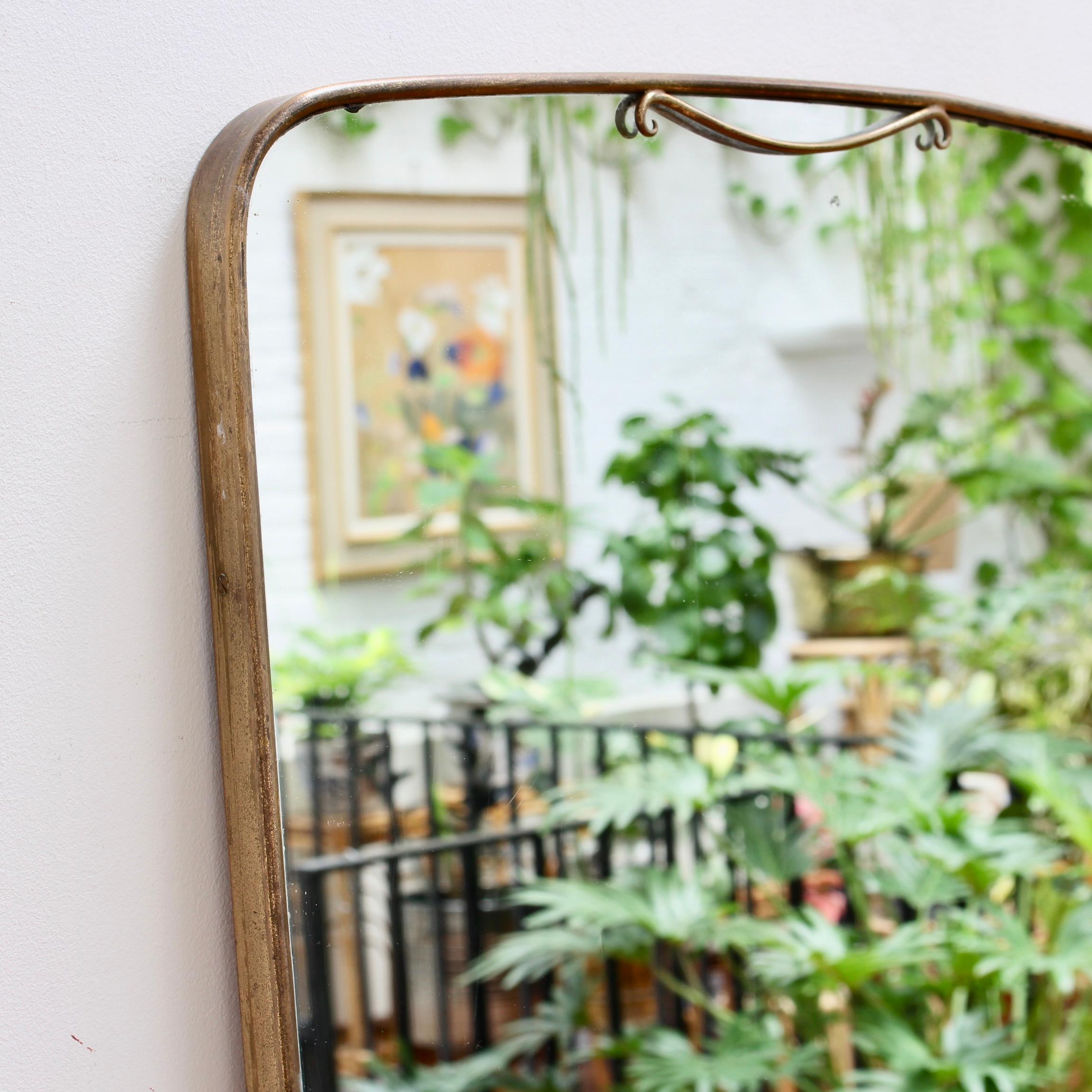 Midcentury Italian Wall Mirror with Brass Frame 'circa 1950s' 1