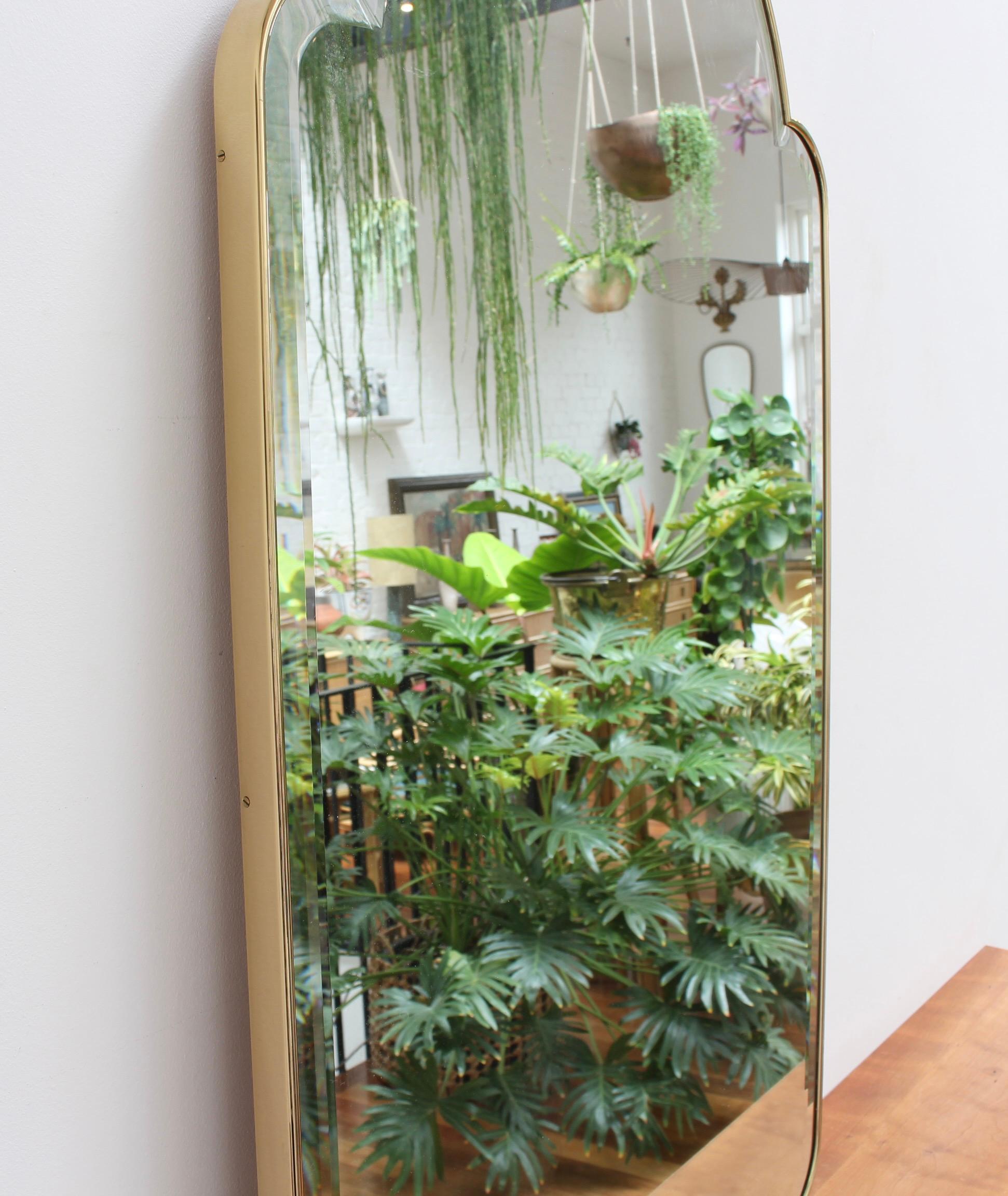 Mid-Century Italian Wall Mirror with Brass Frame (circa 1950s) 1